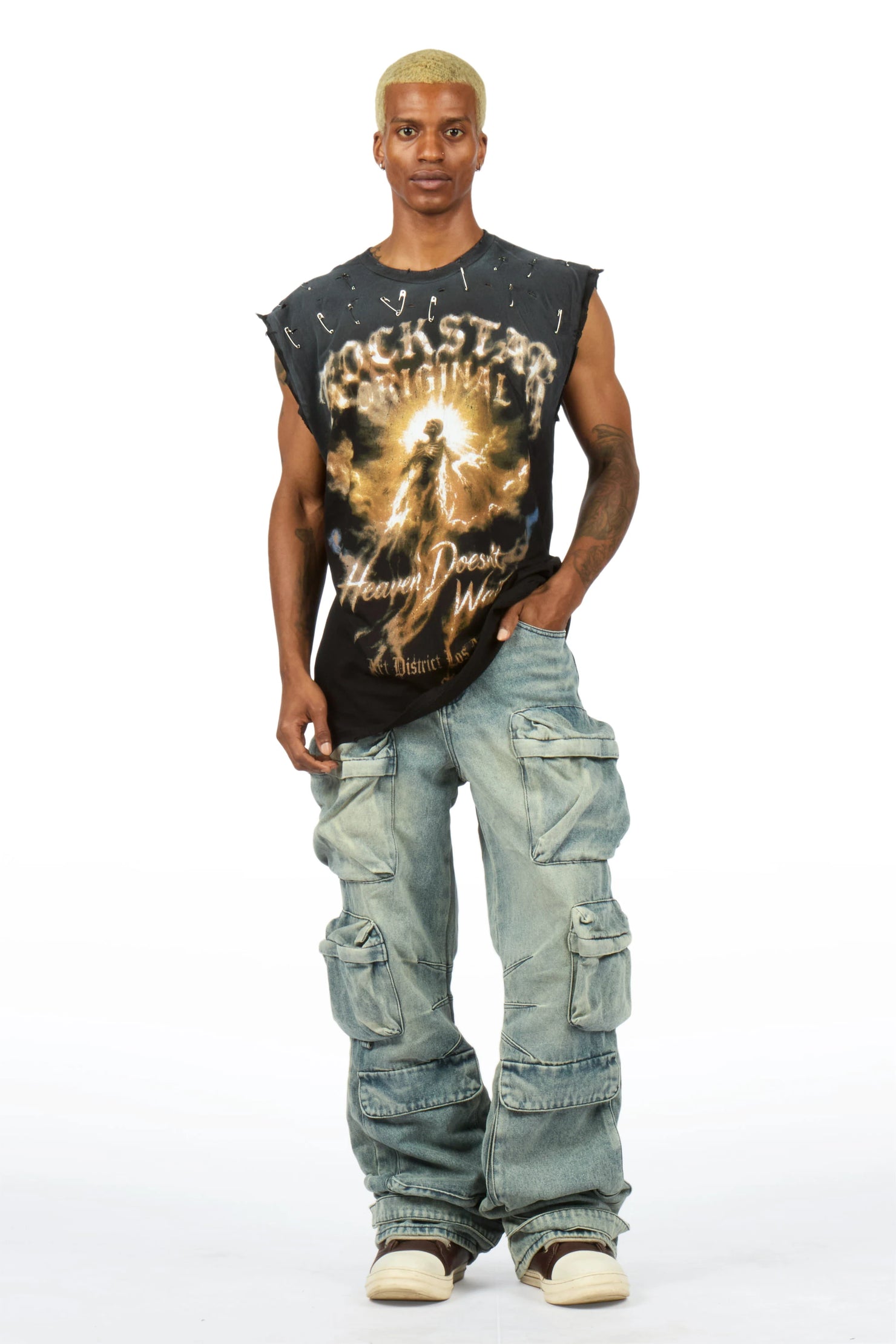 Jakito Black Oversized Cut Off T-Shirt