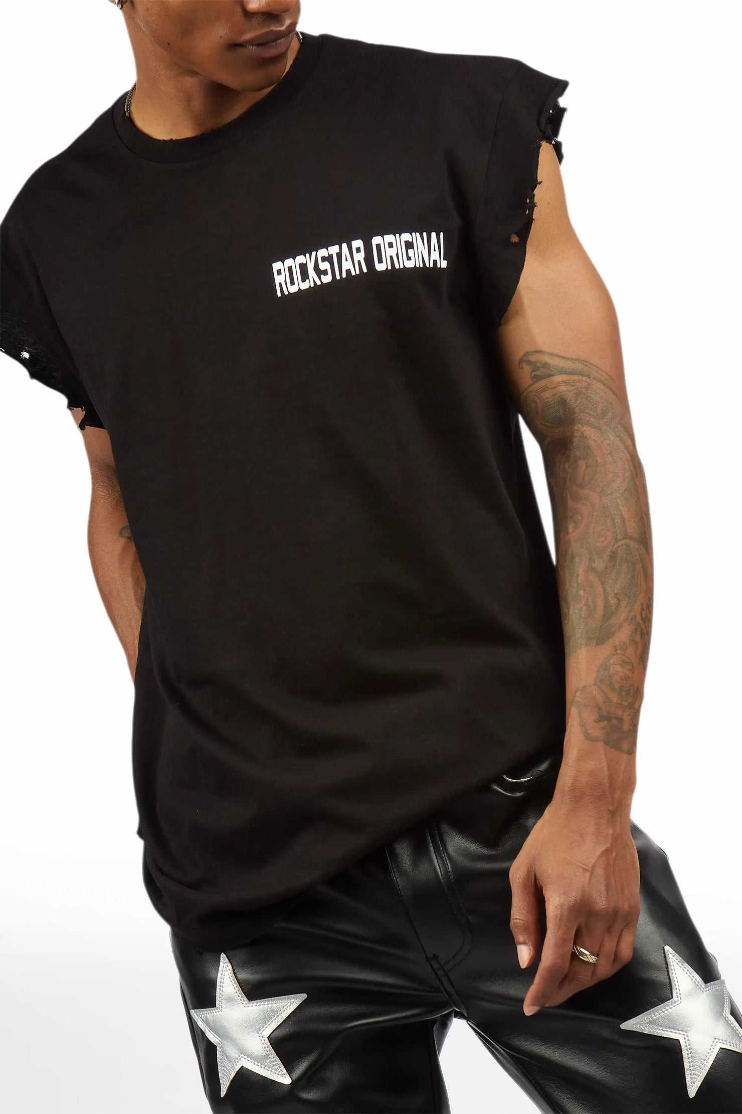 Corven Black Cut Off T-Shirt