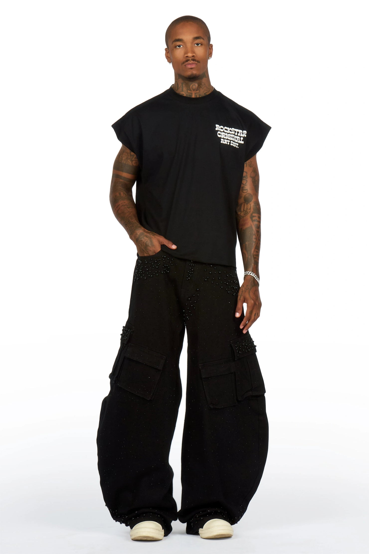Plot Black Cut Sleeve Tee
