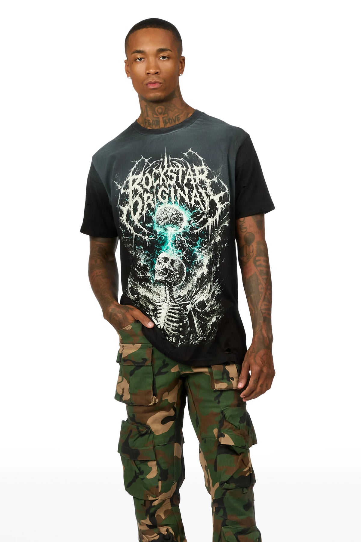 Shepard Camo Cargo Stacked Flare Jean