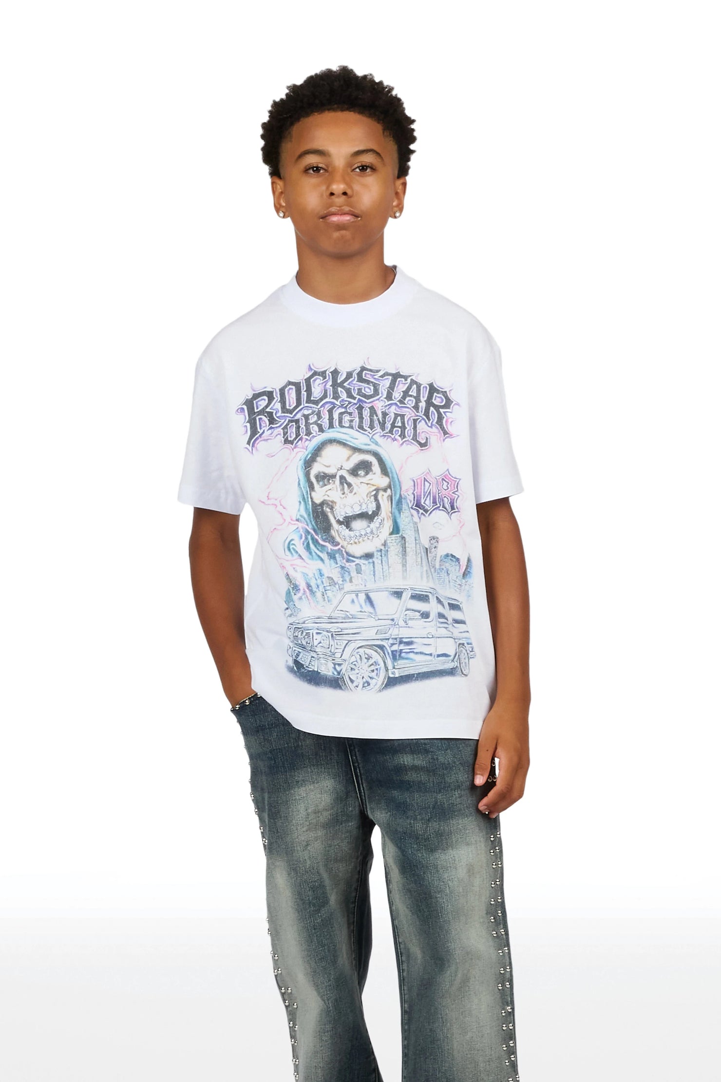 Boys Imani White Graphic T-Shirt