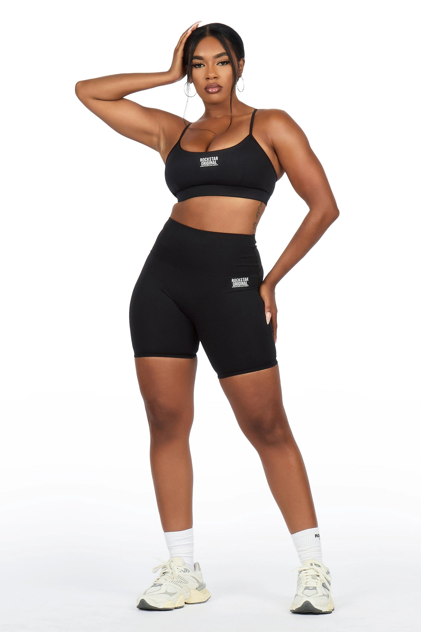 Aliccia Black Tank Active Bike Short Set