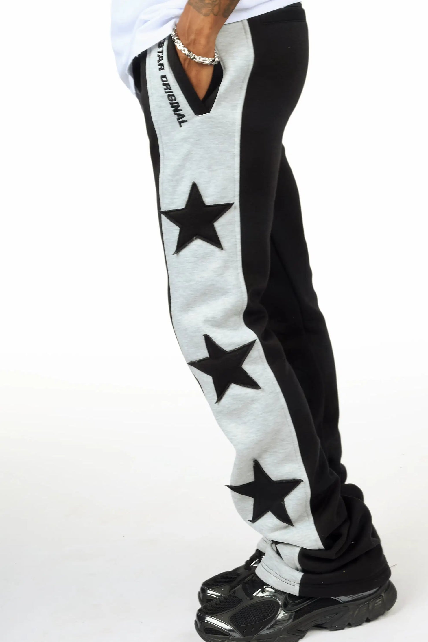 Geza Black Baggy Stacked Pant