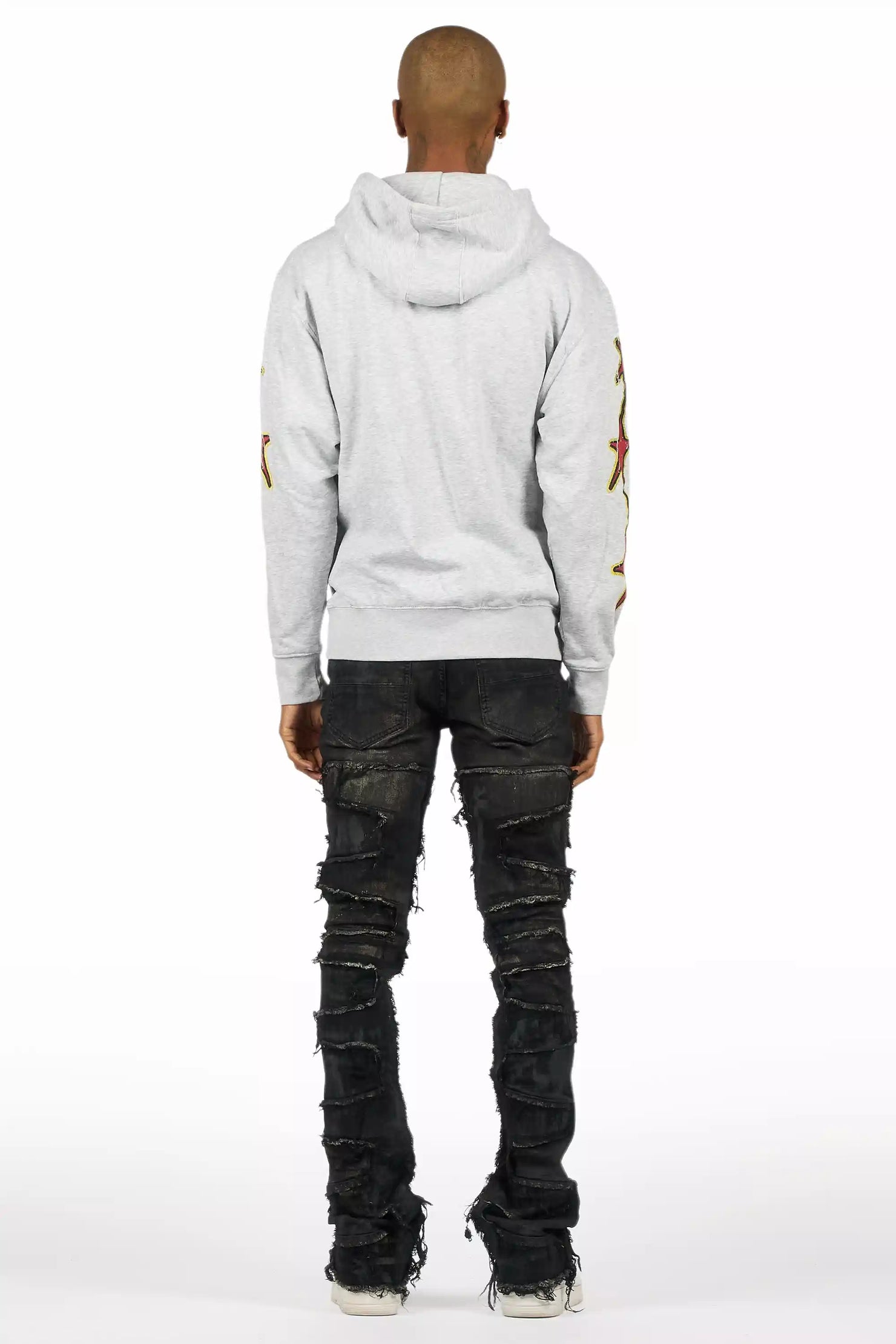 Shake Grey Oil Wash Stacked Flare Jean