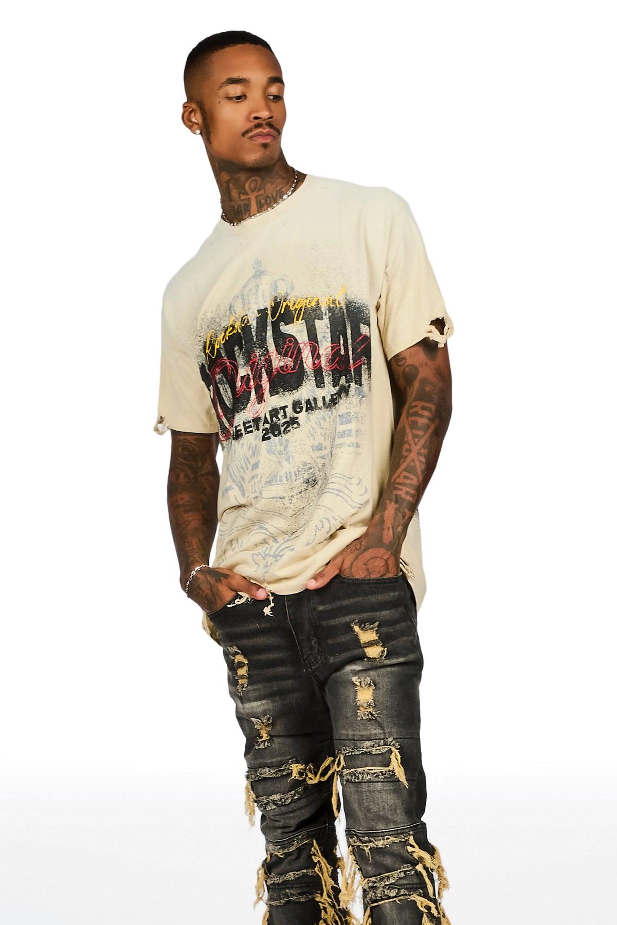 Vasco Tint Grey Stacked Flare Jean