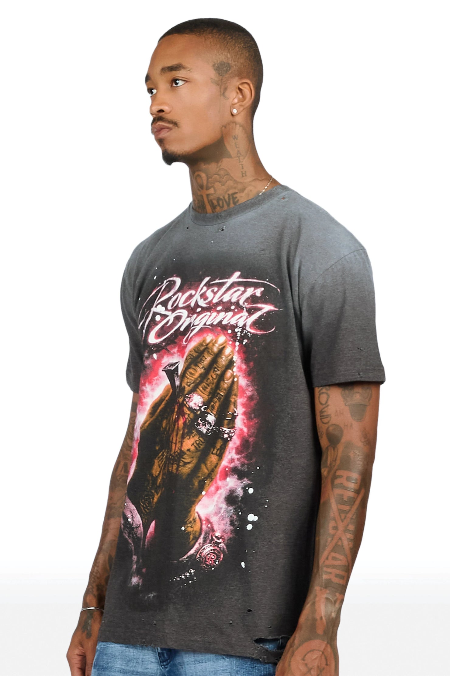 Jayzon Charcoal Oversized Graphic T-Shirt