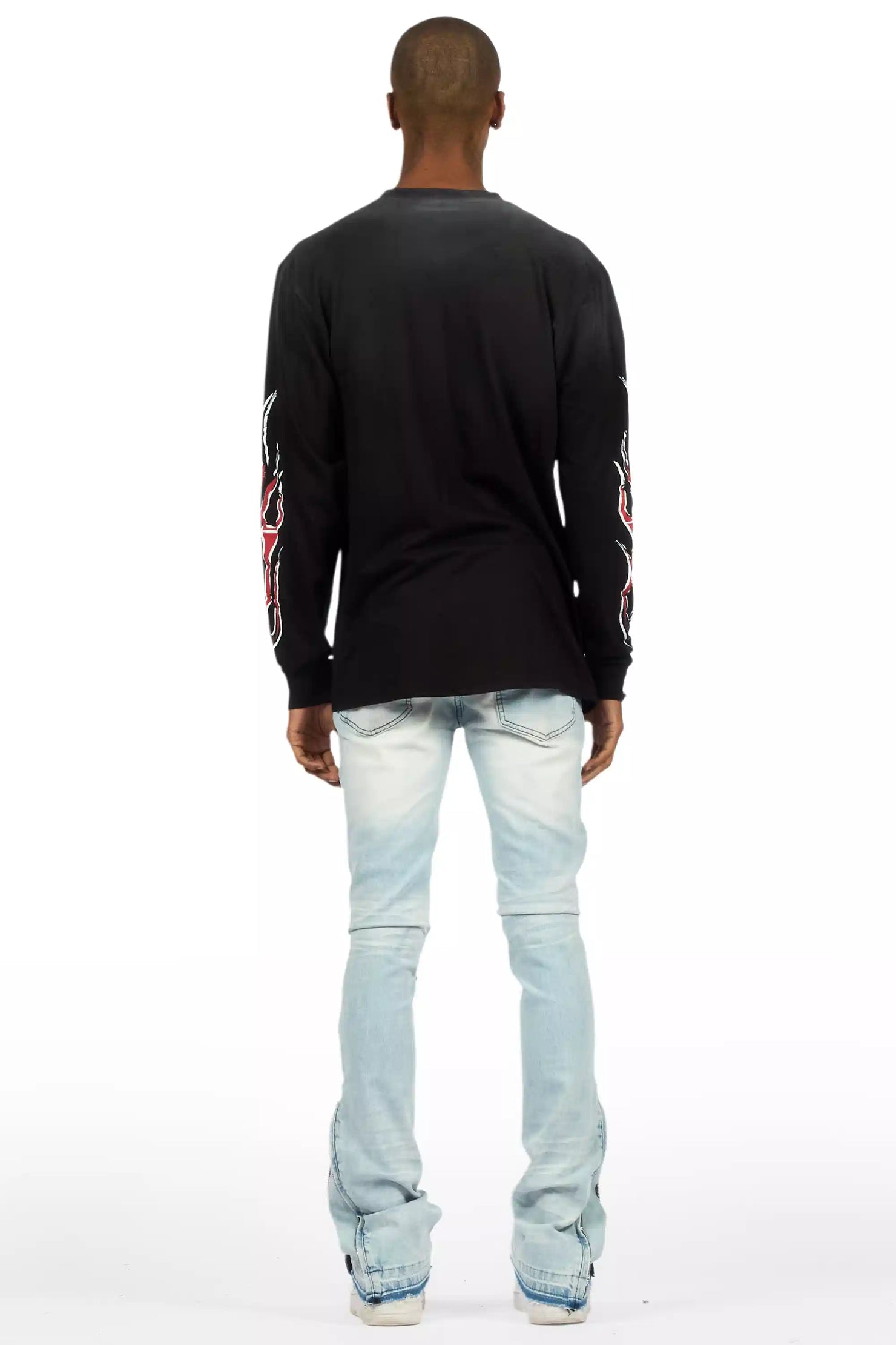 Jaymes Light Blue Stacked Flare Jean