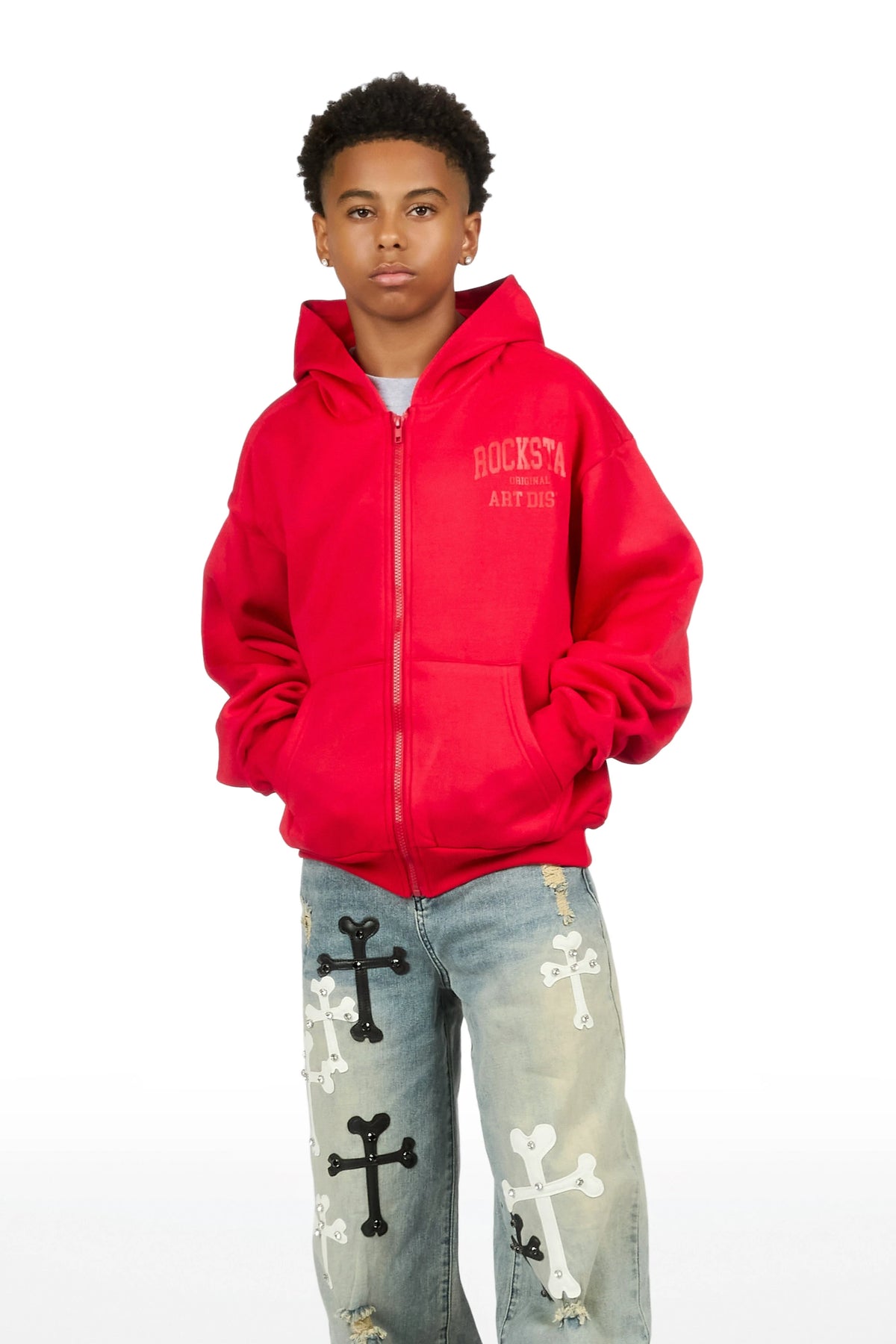 Boys Nelly 2.0 Red/Red Zip Up Hoodie