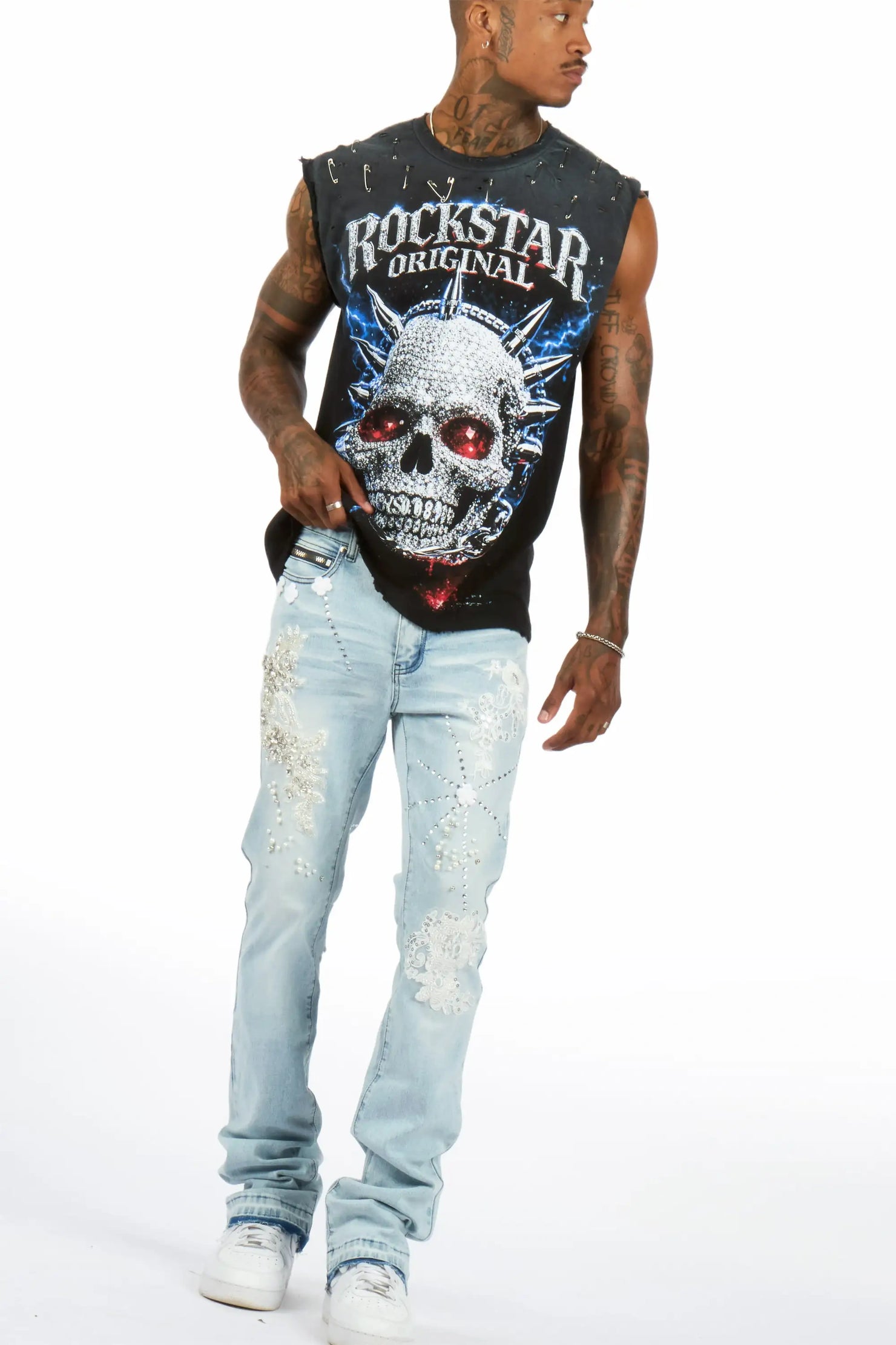 Demetrice Black Oversized Cut Off T-Shirt