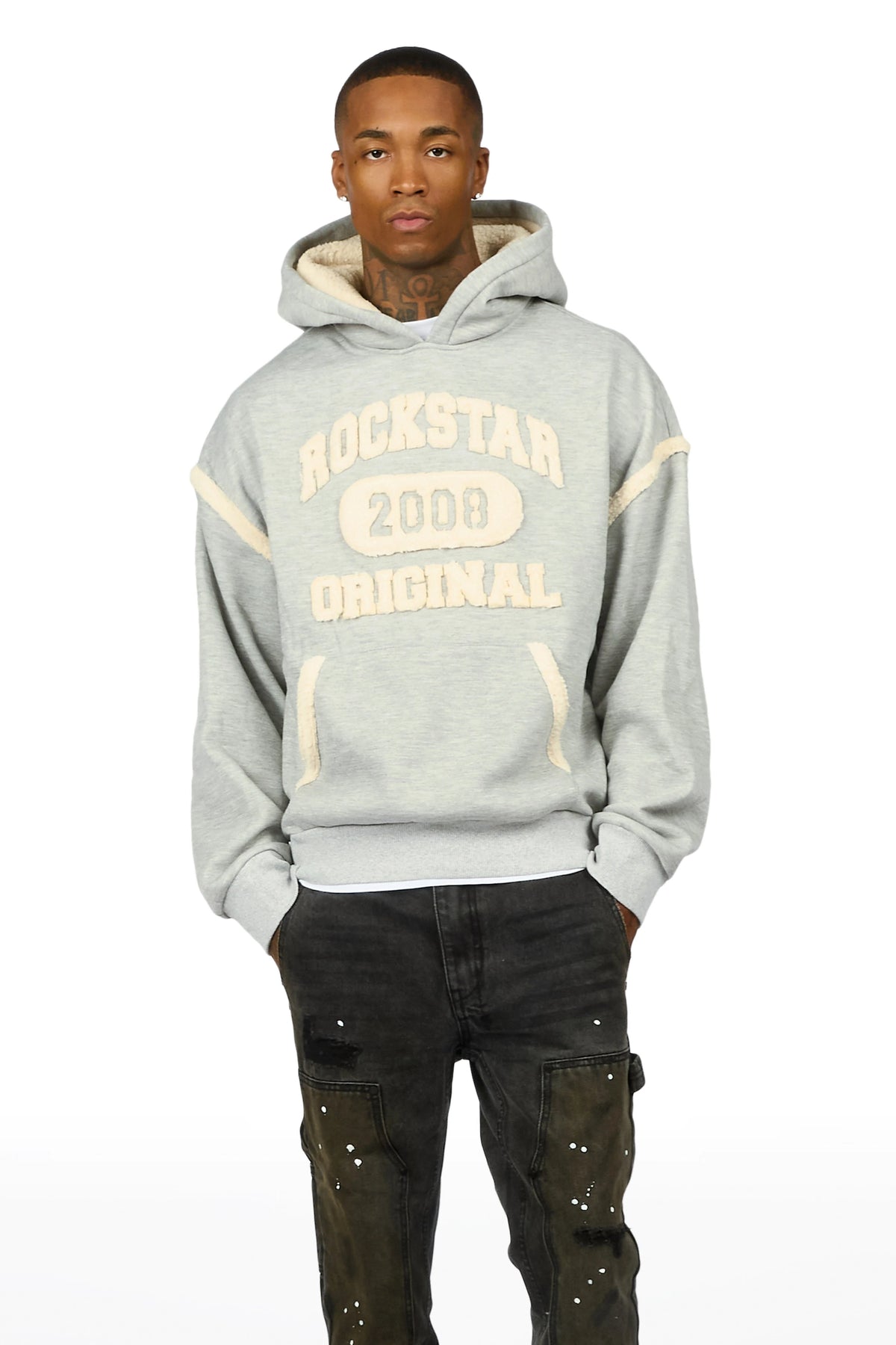 Meleg Heather Grey Graphic Hoodie