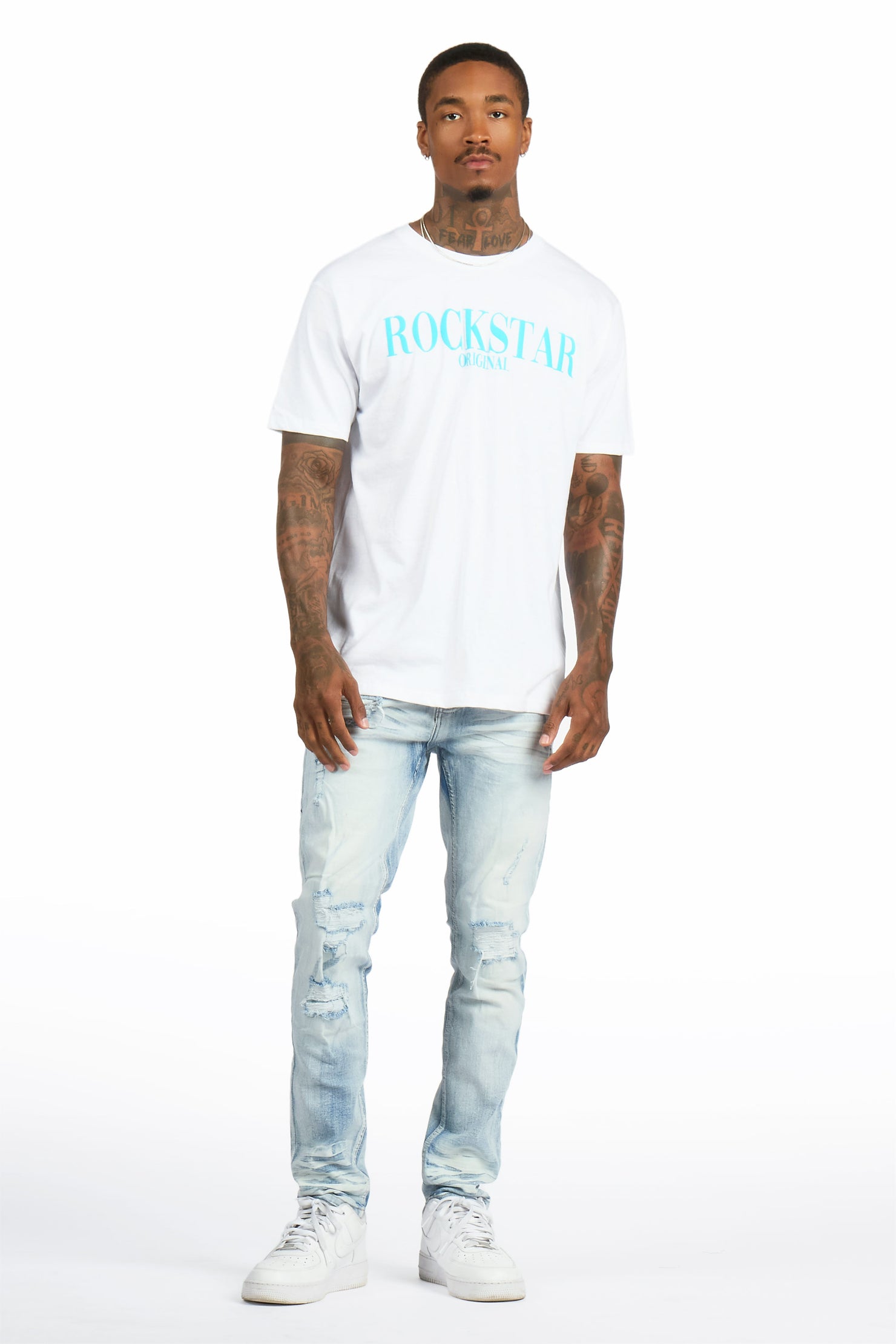 Octavio 2.0 White/Blue Oversized Graphic T-Shirt