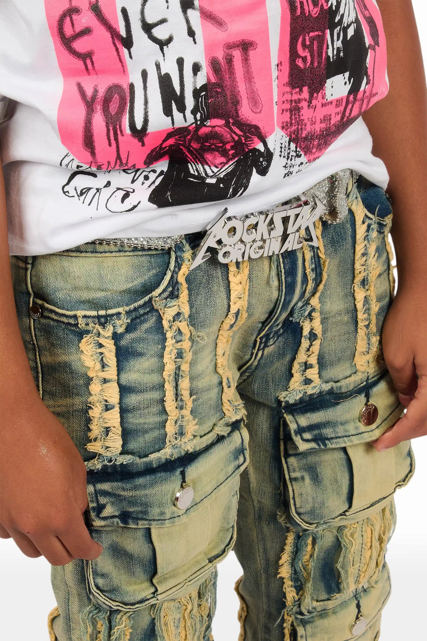 Boys Frey Blue Stacked Flare Jean
