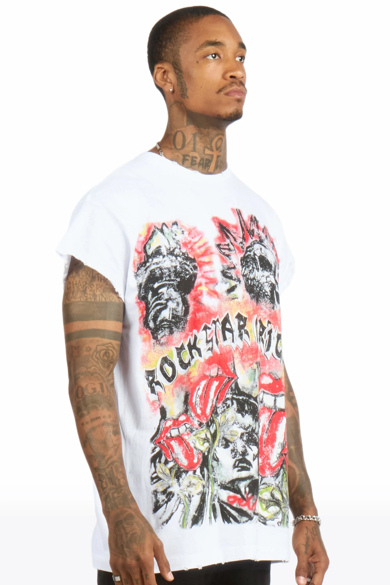 Falon White Cut off Tee