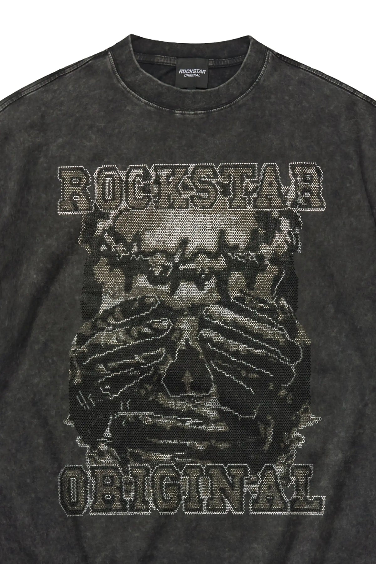 HEAVYWEIGHT OVERSIZED Move In Silence Black Rhinestone Graphic T-Shirt