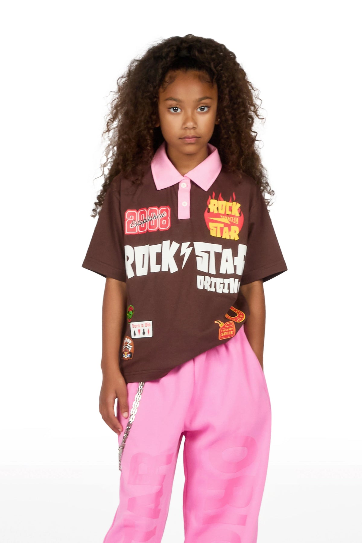 Girls Stachia Pink Super Baggy Track Pant