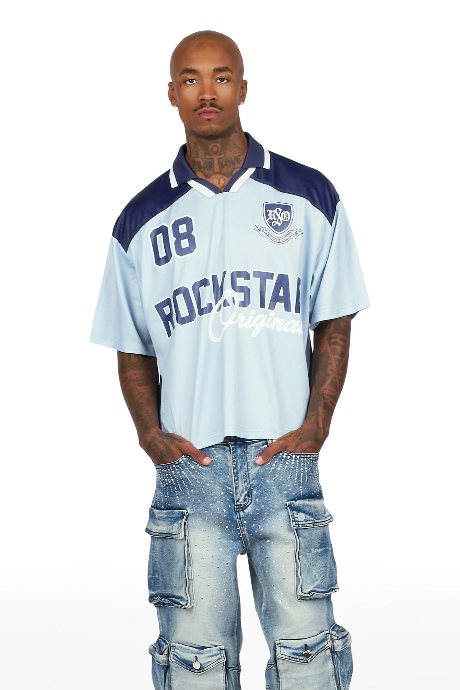 Roche Light Blue World Soccer Inspired Graphic Jersey