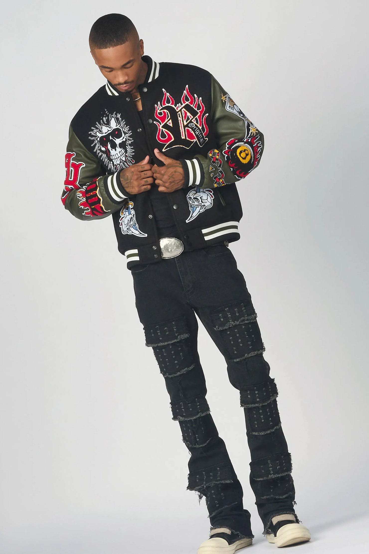 Dezso Black Stacked Flare Jean