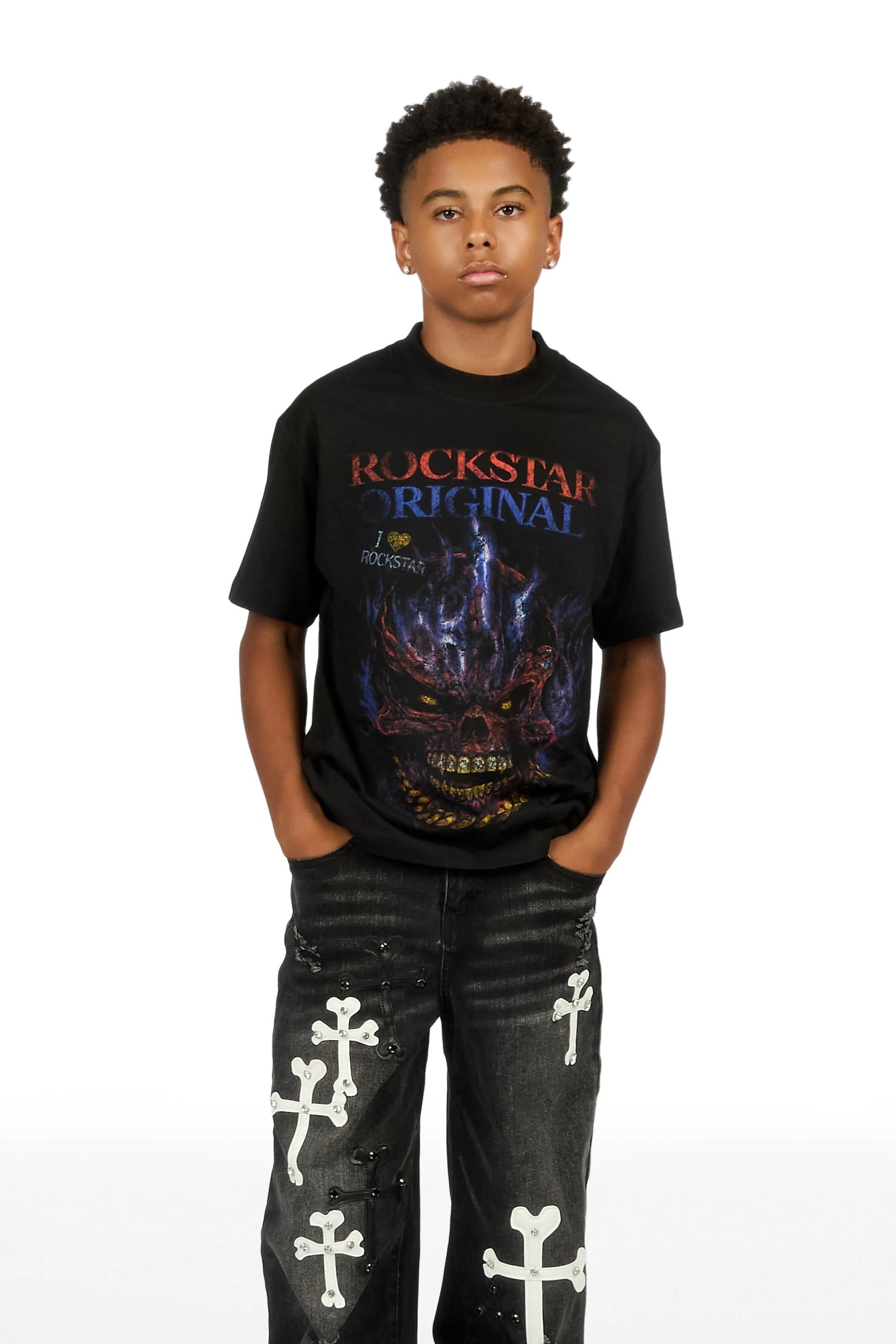 Boys Rudra Black Graphic T-Shirt