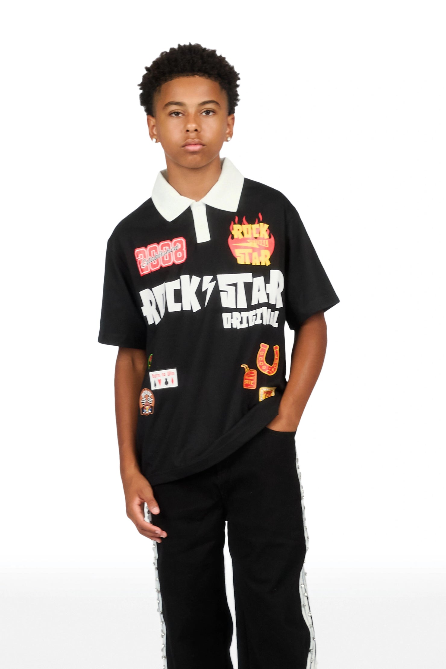 Boys Zayven Black Baggy Fit Jean