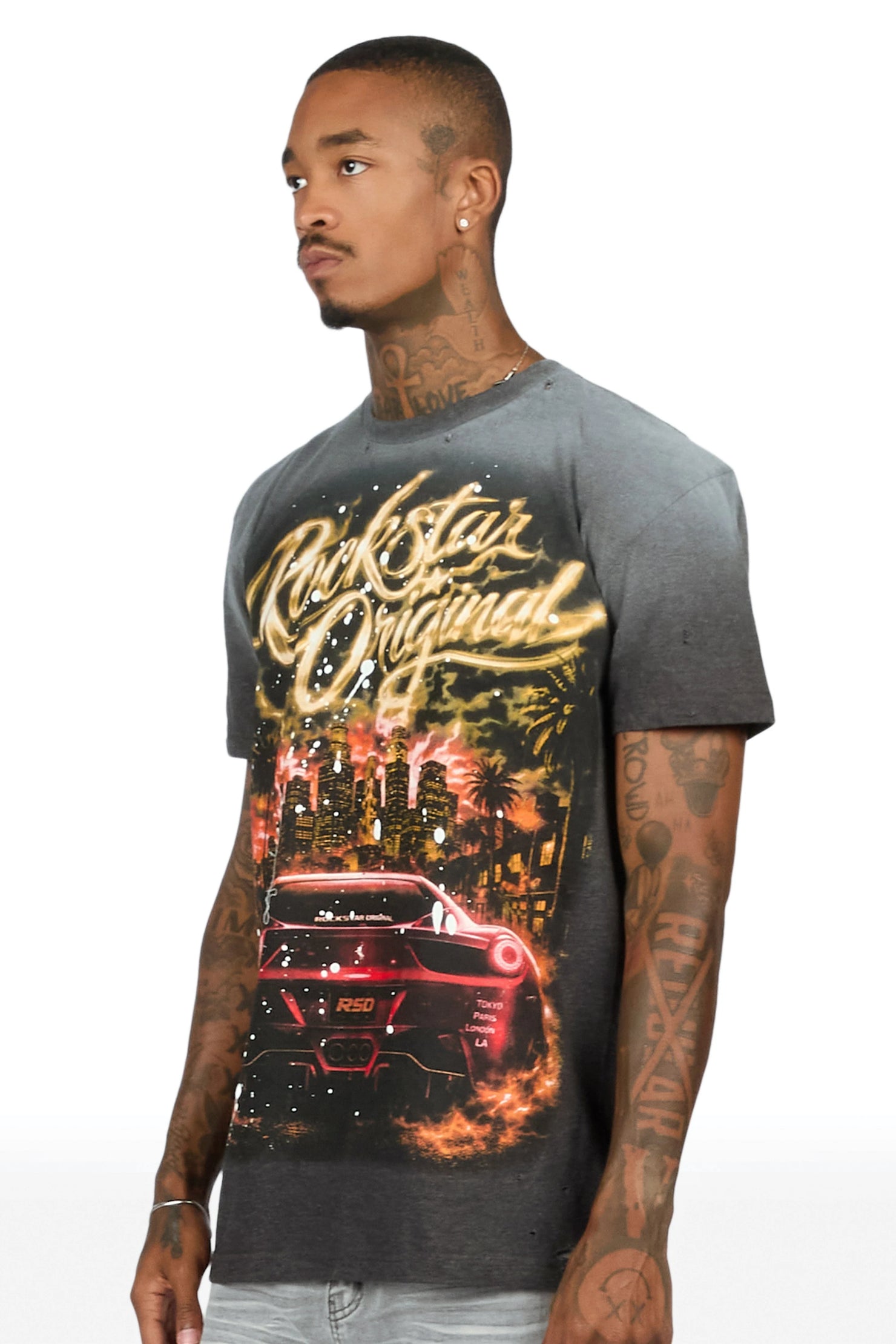 Ghini Charcoal Oversized Graphic T-Shirt