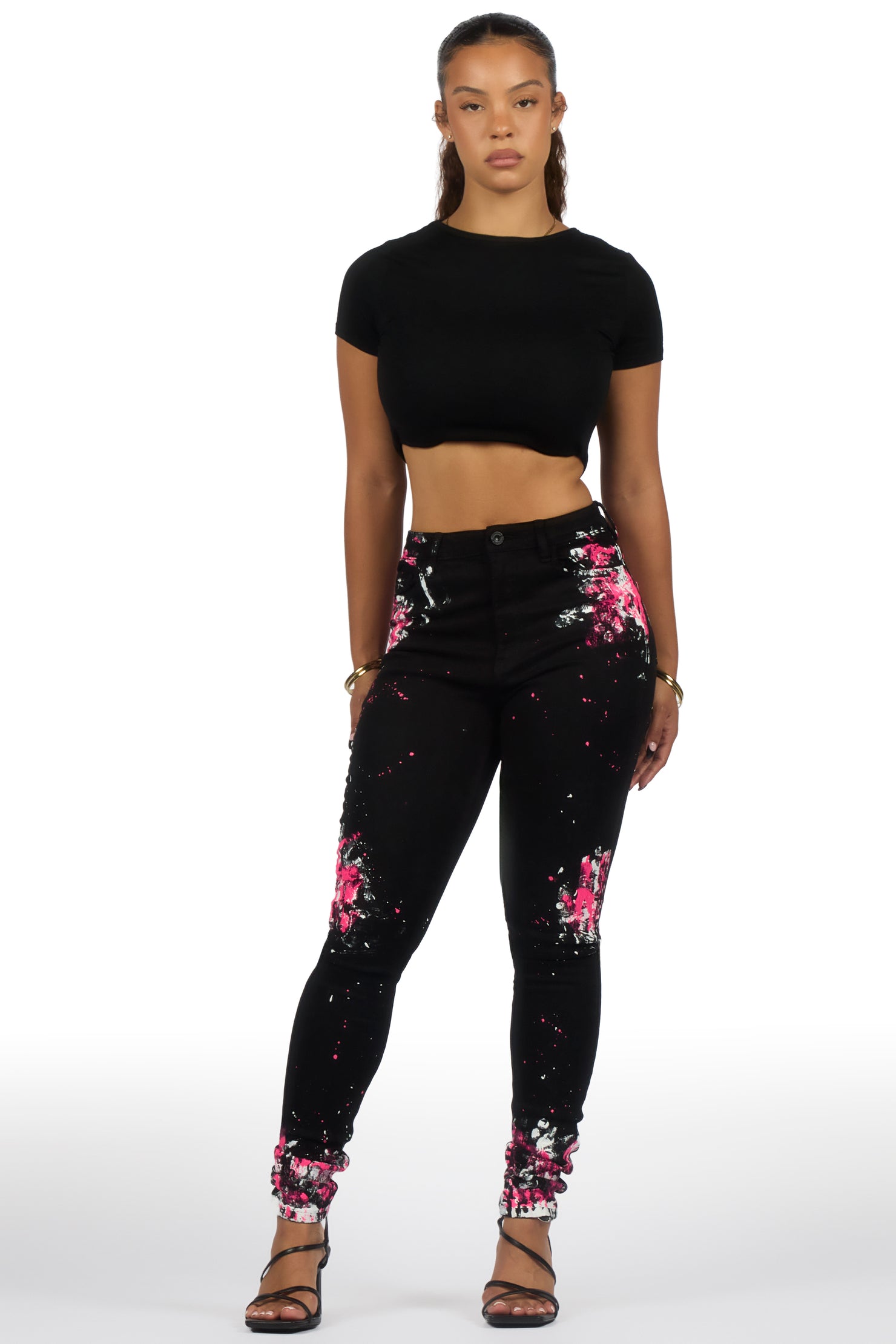 Karina Black Painted Skinny Jean