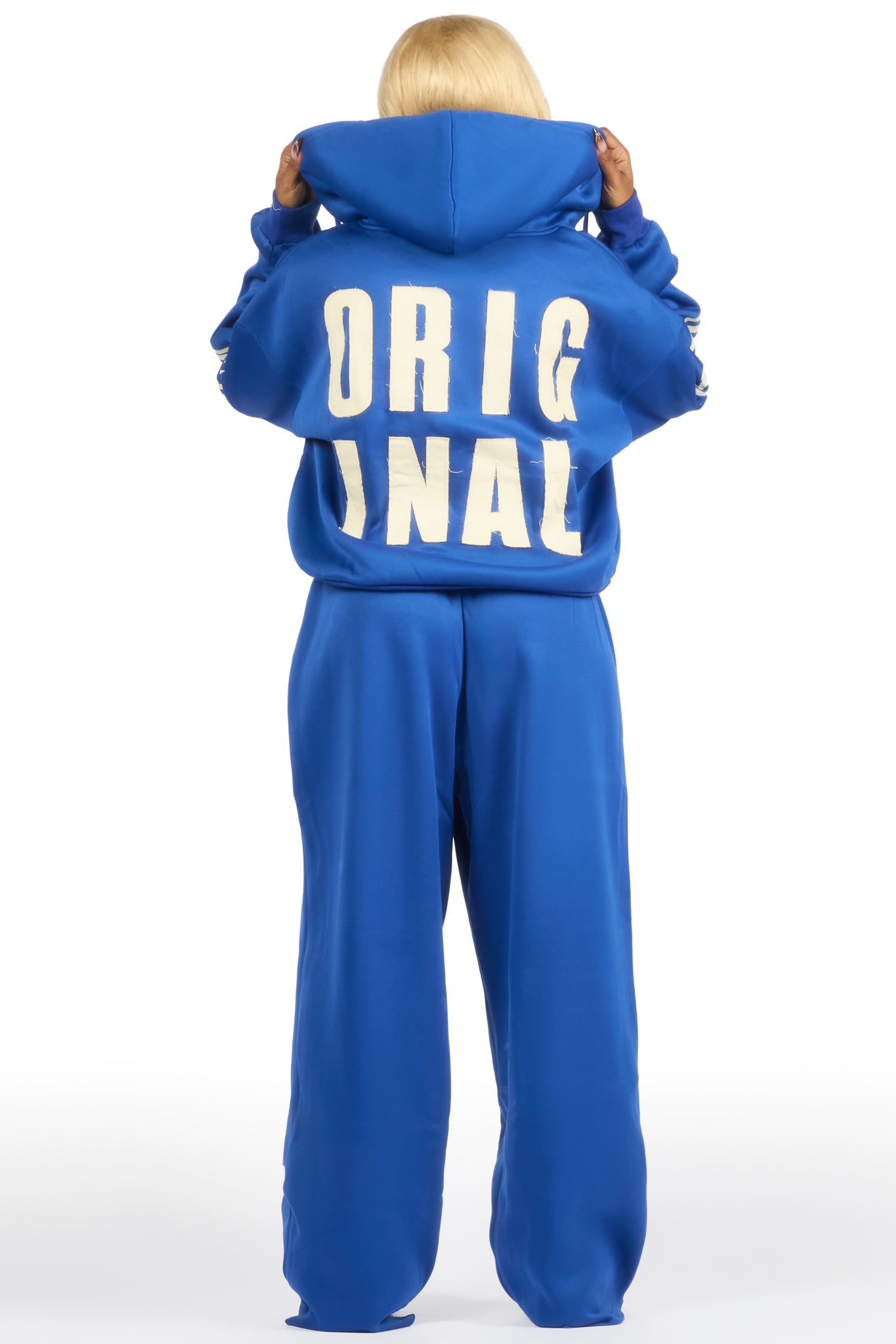 Ashira Royal Blue Baggy Fit Zip Up Track Set