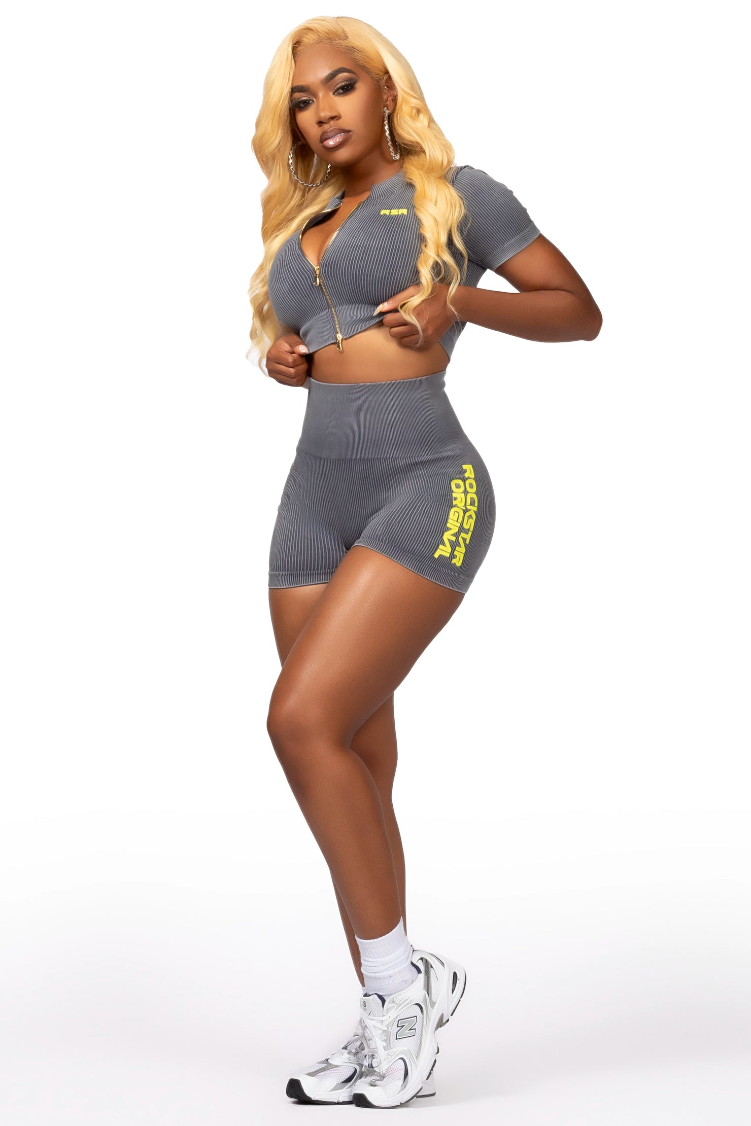 Saraii Grey Bike Short Set