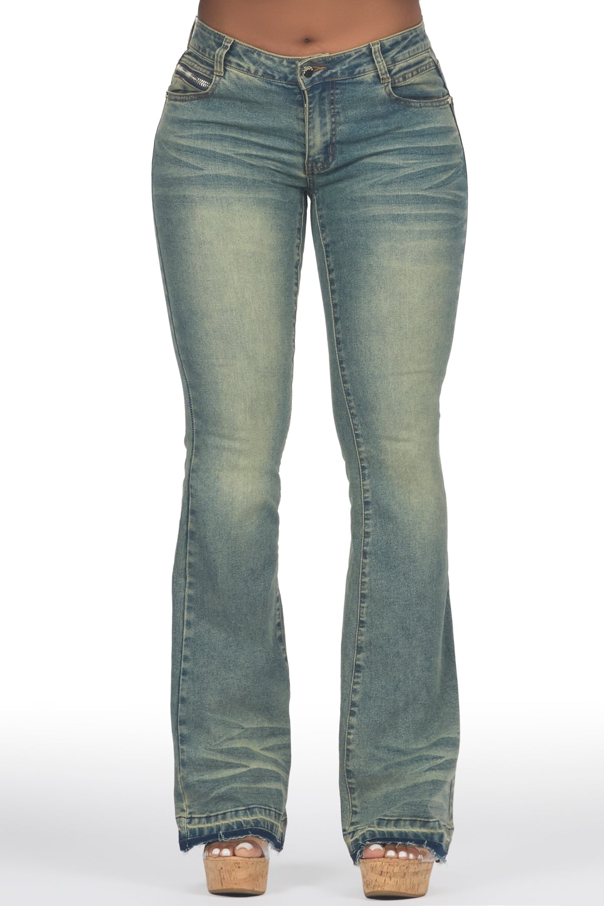 Mitchelle Tinted Wash Stretch Flare Jean