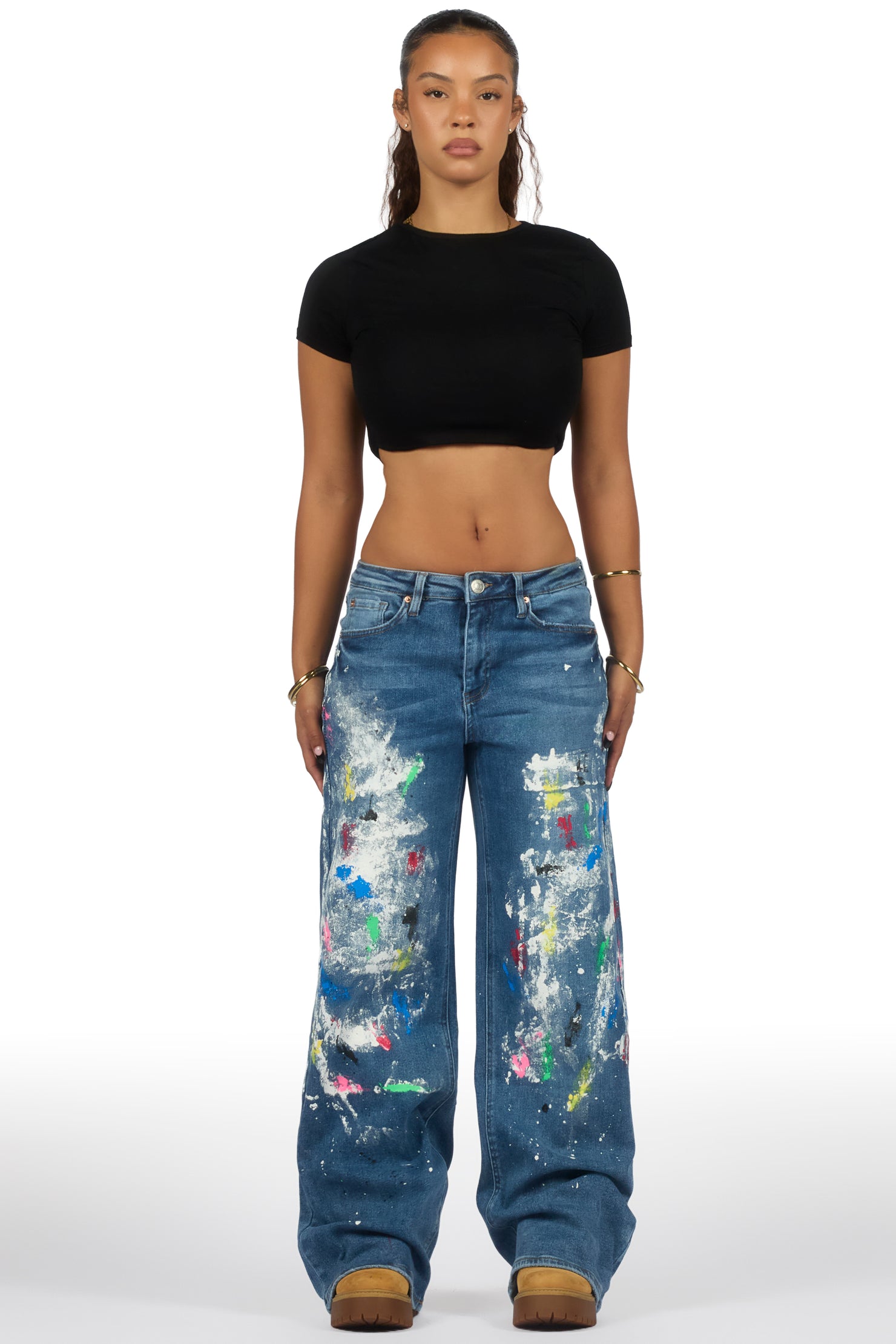 Demetria Med. Wash Painted Baggy Jean