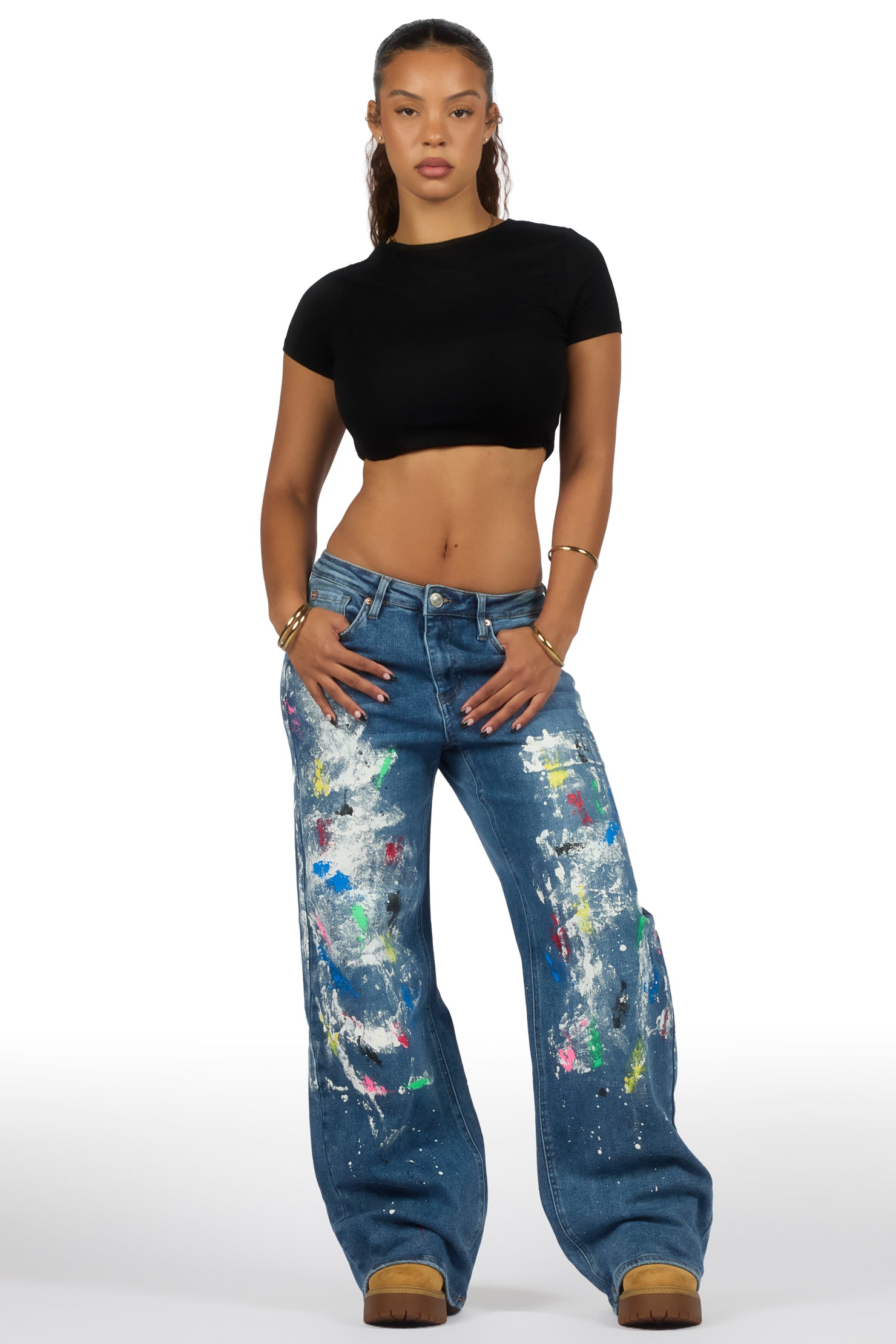 Demetria Med. Wash Painted Baggy Jean