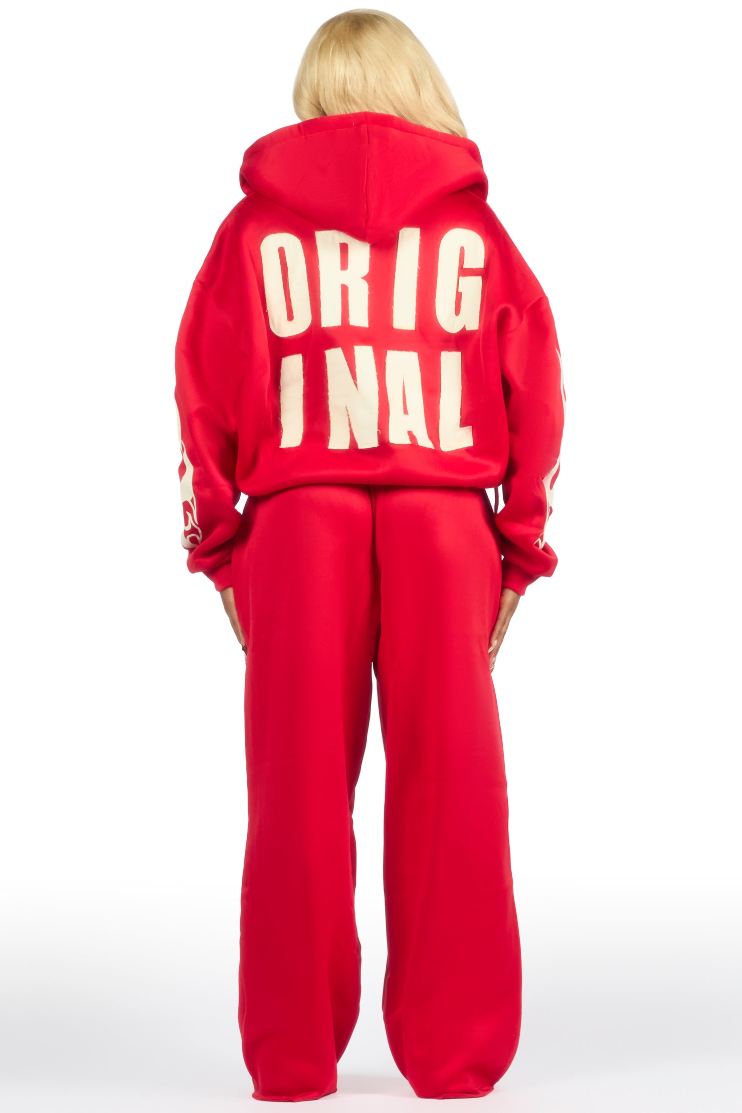 Ashira Red Baggy Fit Zip Up Track Set