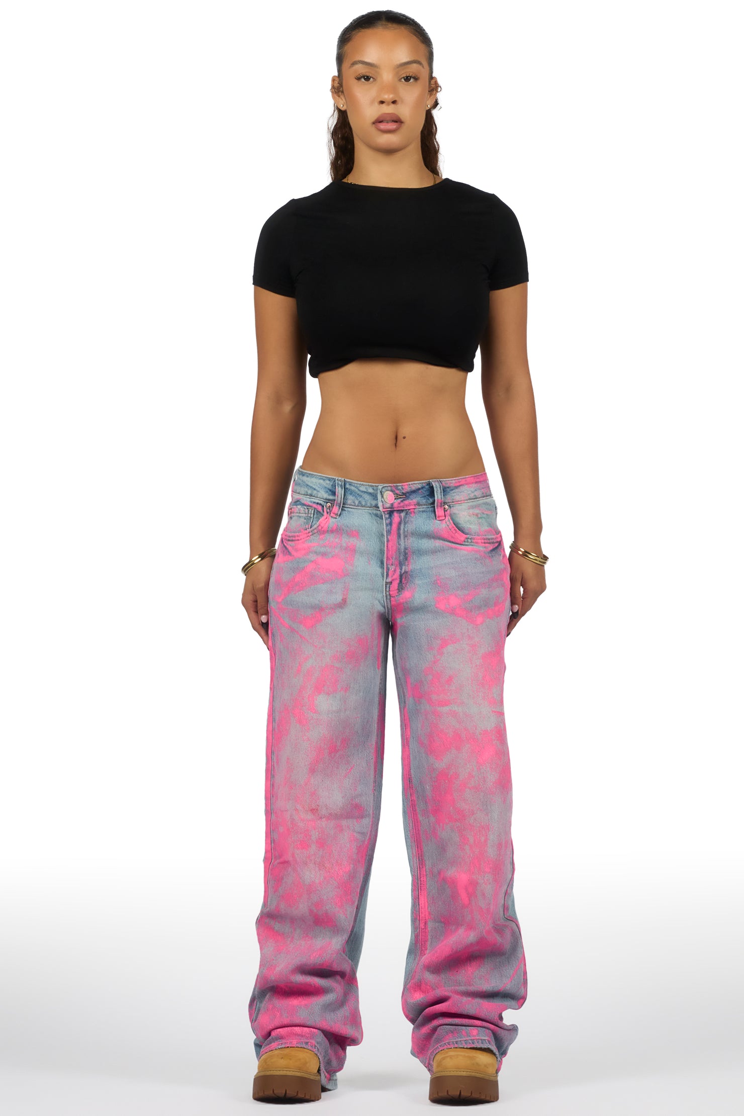 Tiona Med. Wash Painted Baggy Jean