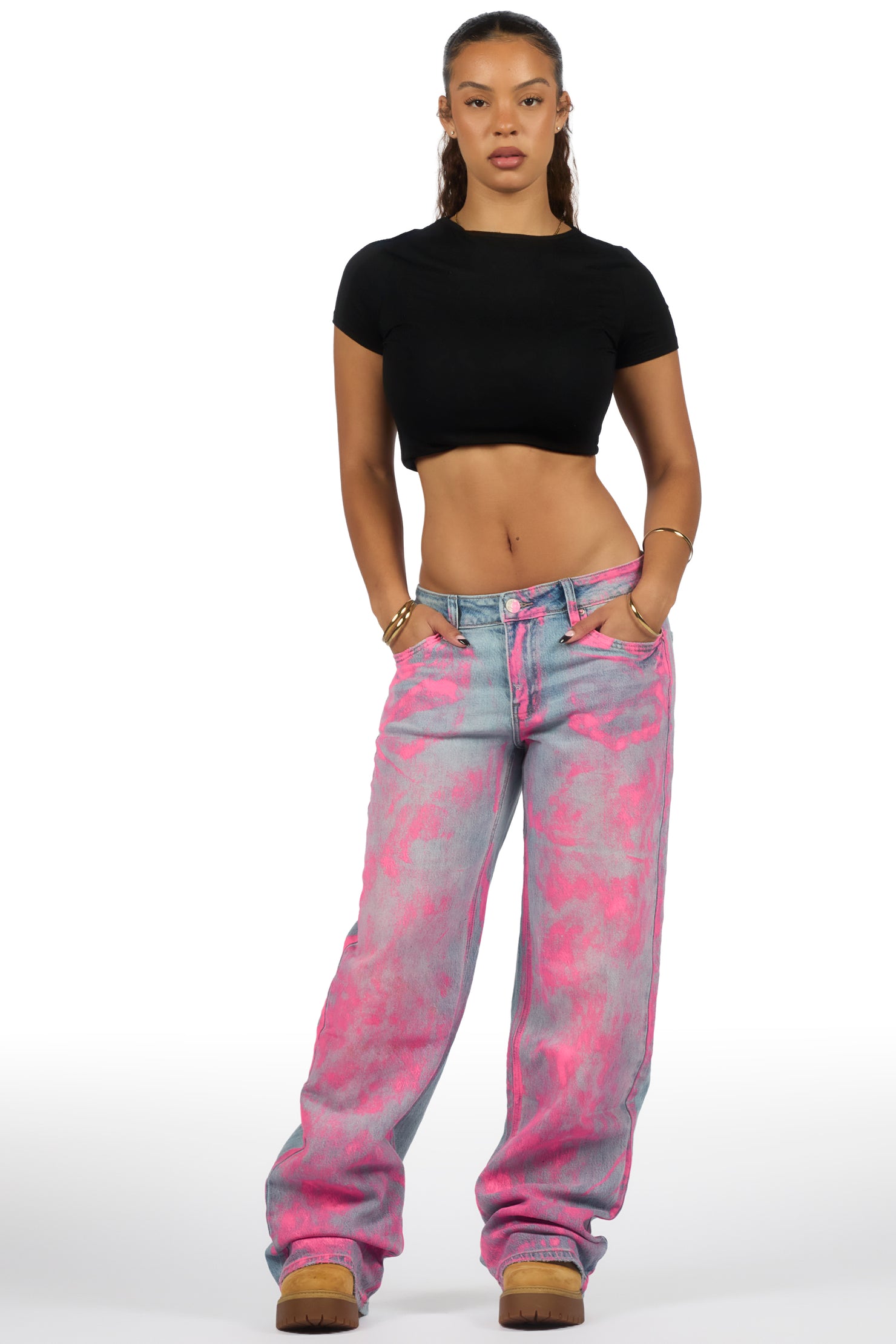 Tiona Med. Wash Painted Baggy Jean