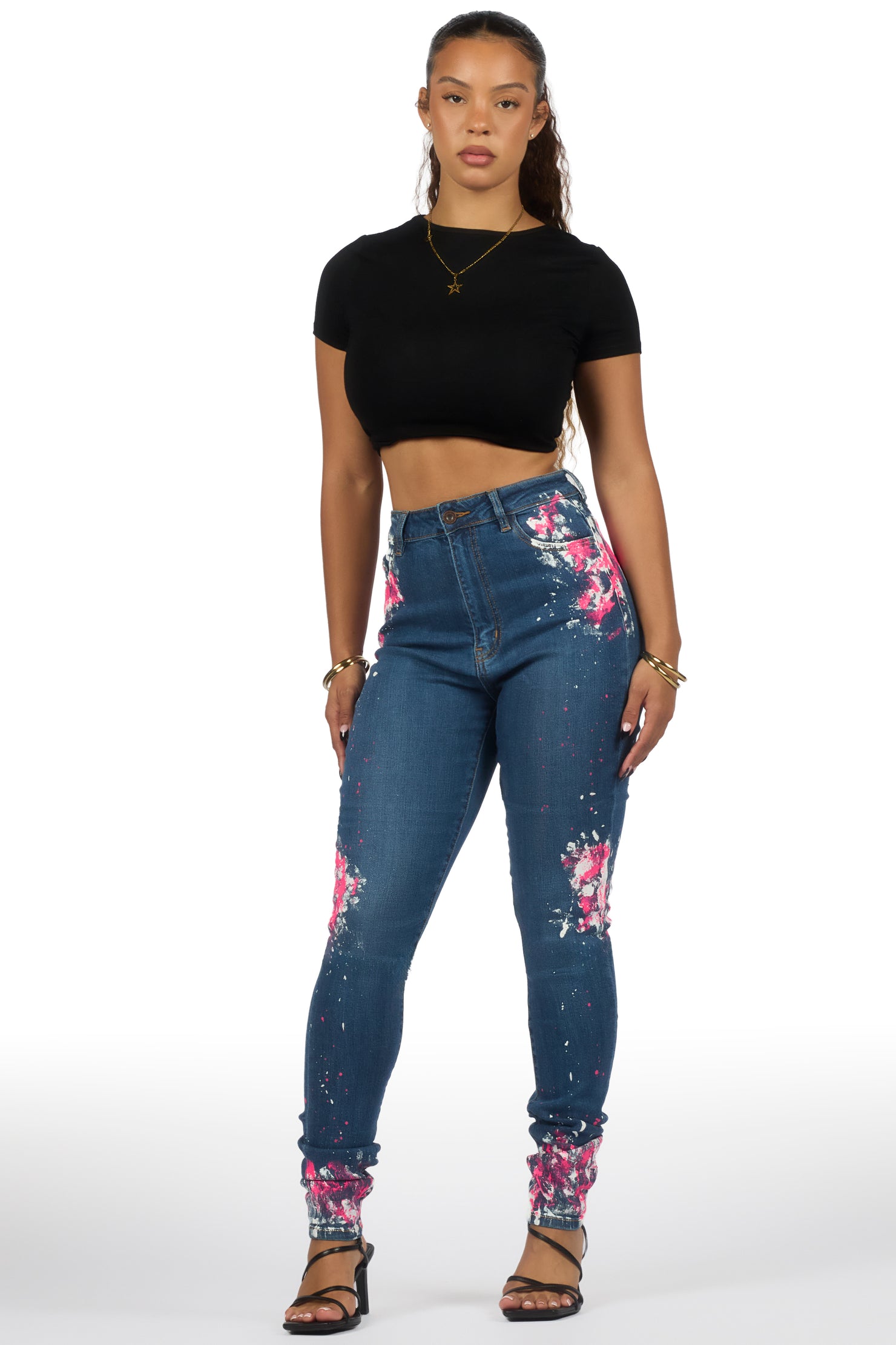 Karina Dark Wash Painted Skinny Jean