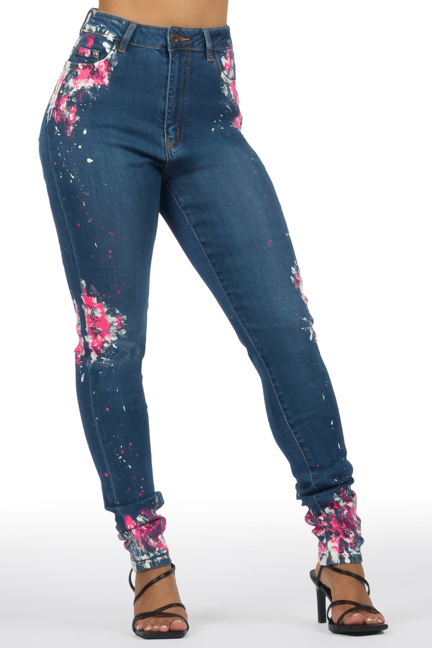Karina Dark Wash Painted Skinny Jean