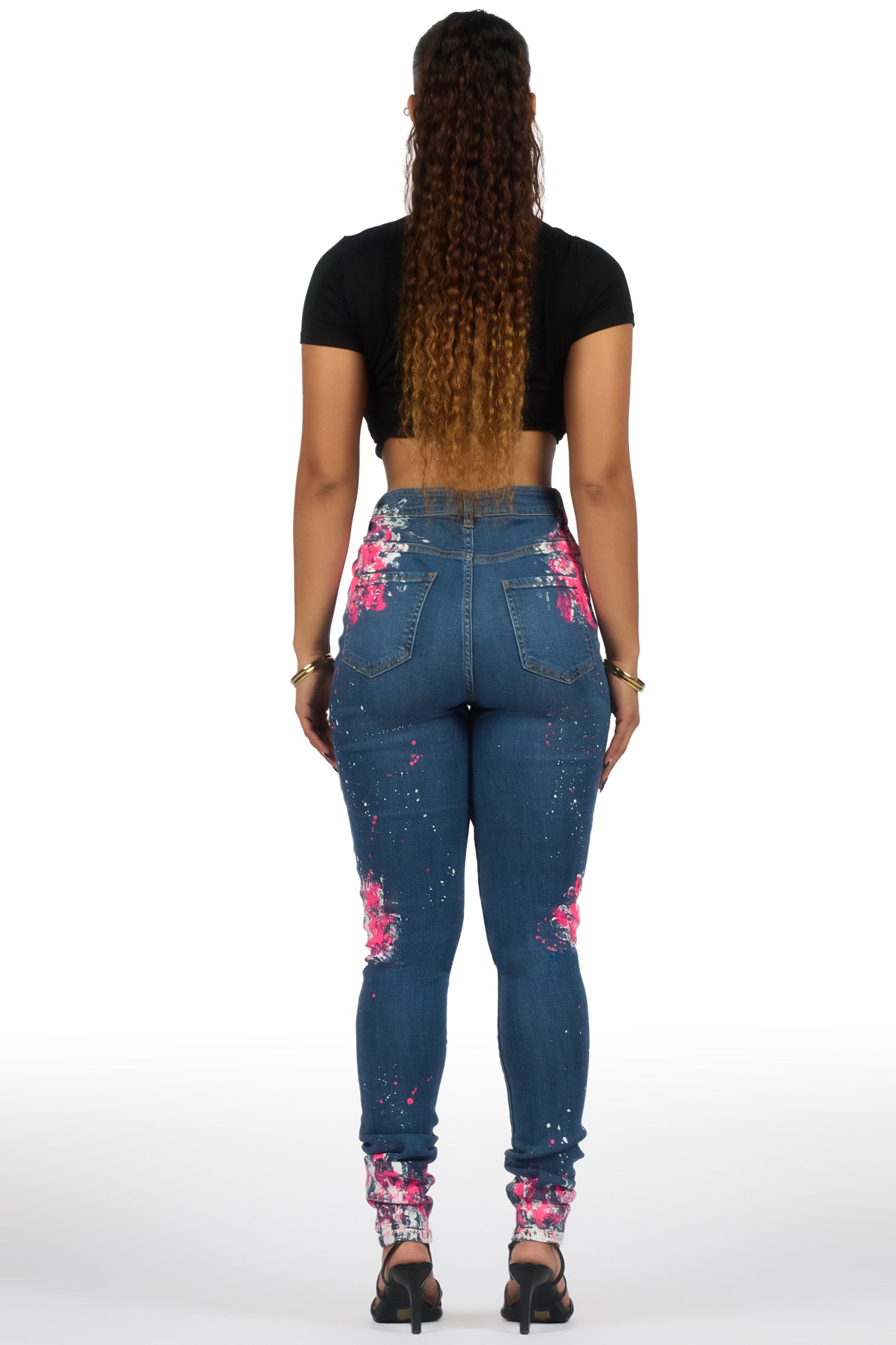 Karina Dark Wash Painted Skinny Jean