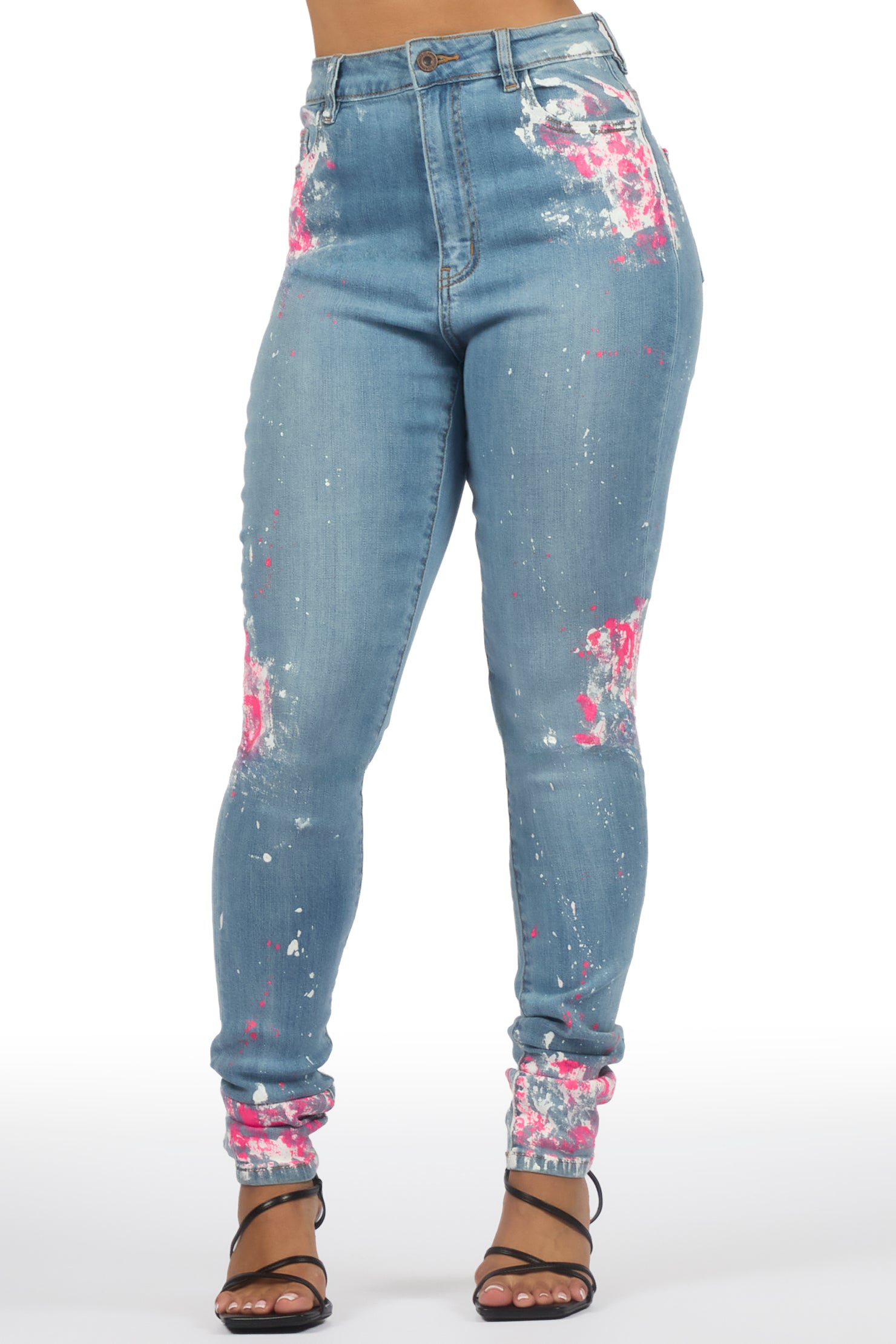 Karina Light Wash Painted Skinny Jean