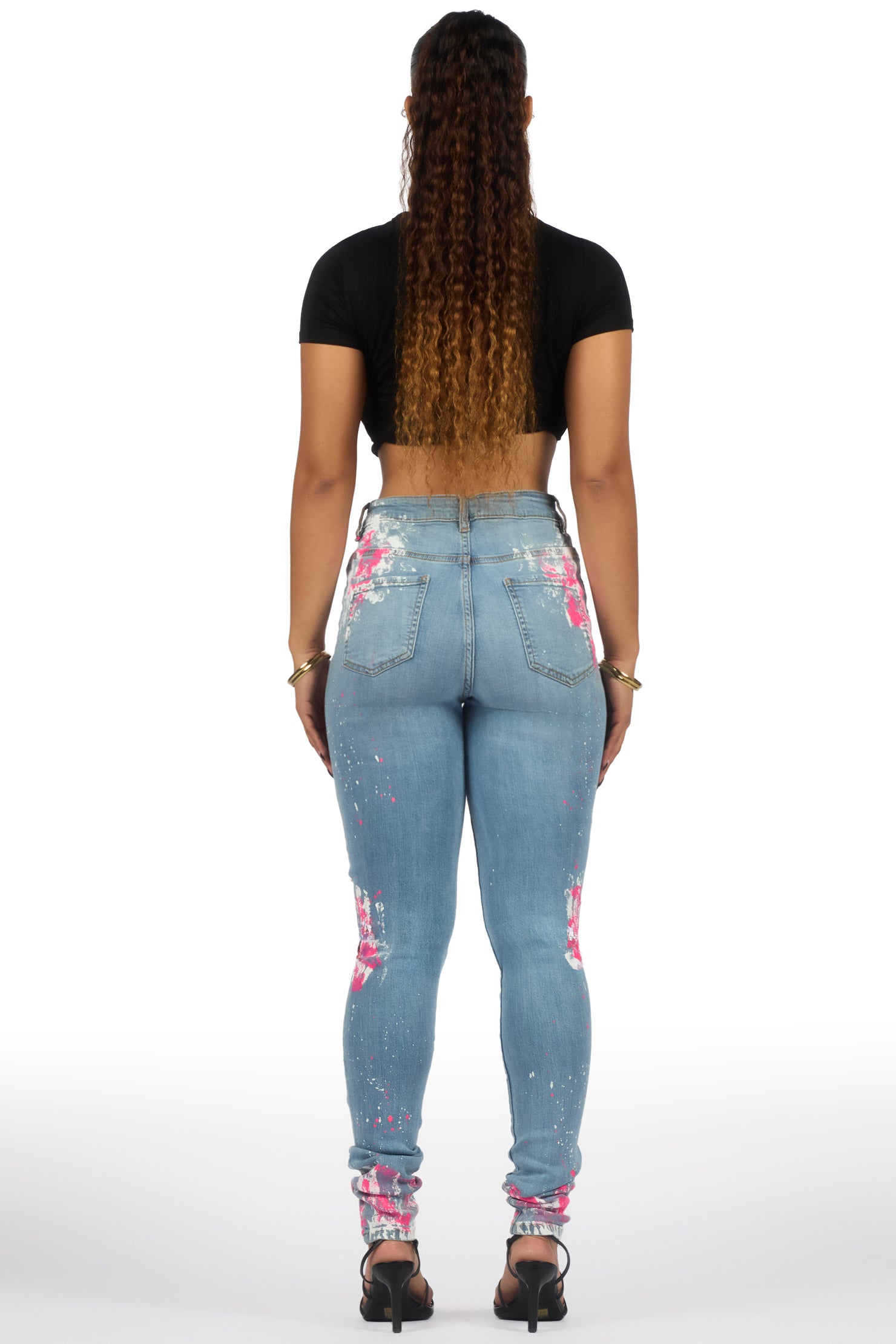 Karina Light Wash Painted Skinny Jean