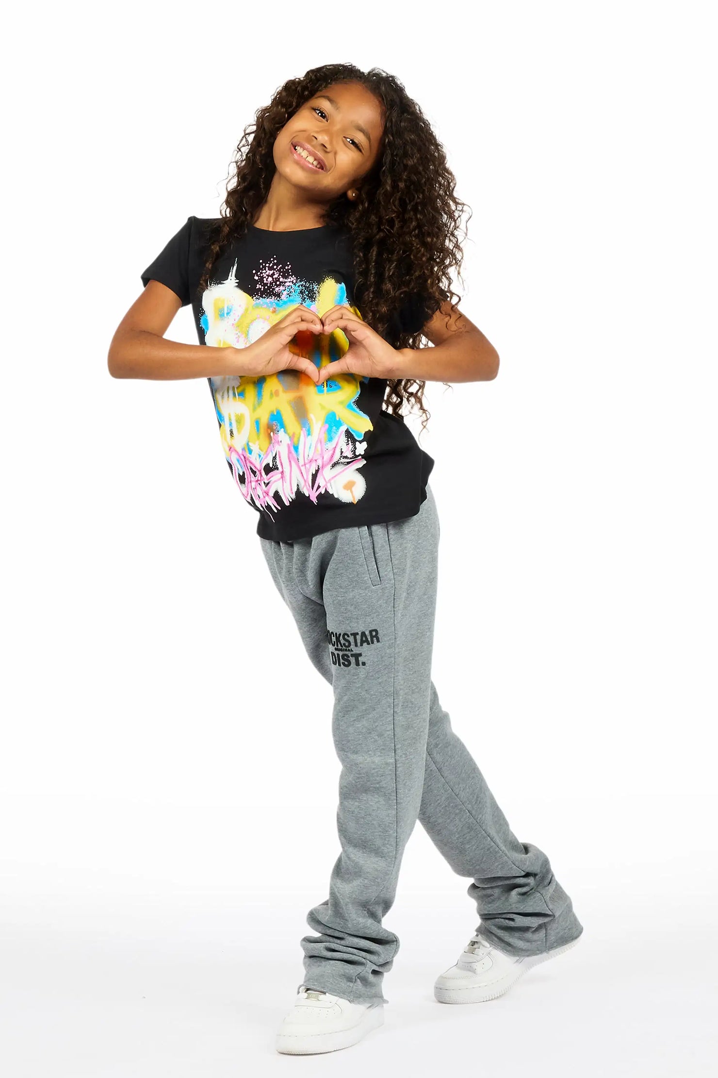 Girls Juliana Grey Stacked Flare Pant