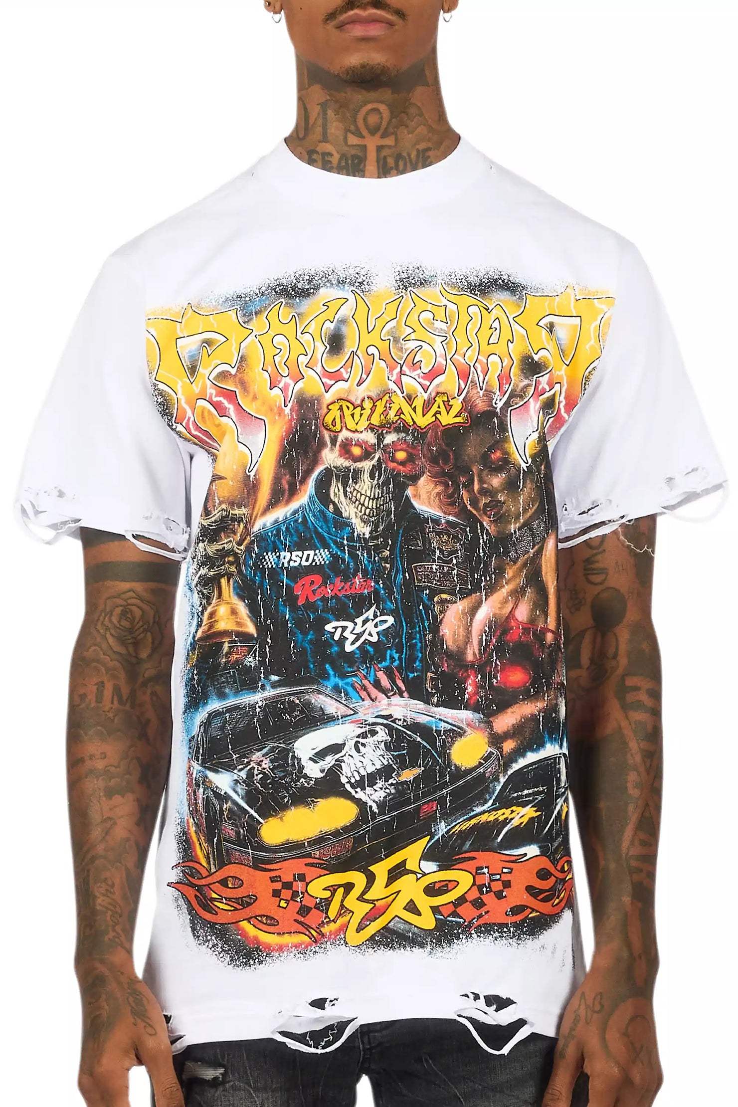 Daxton White/Multi Oversized Graphic T-Shirt