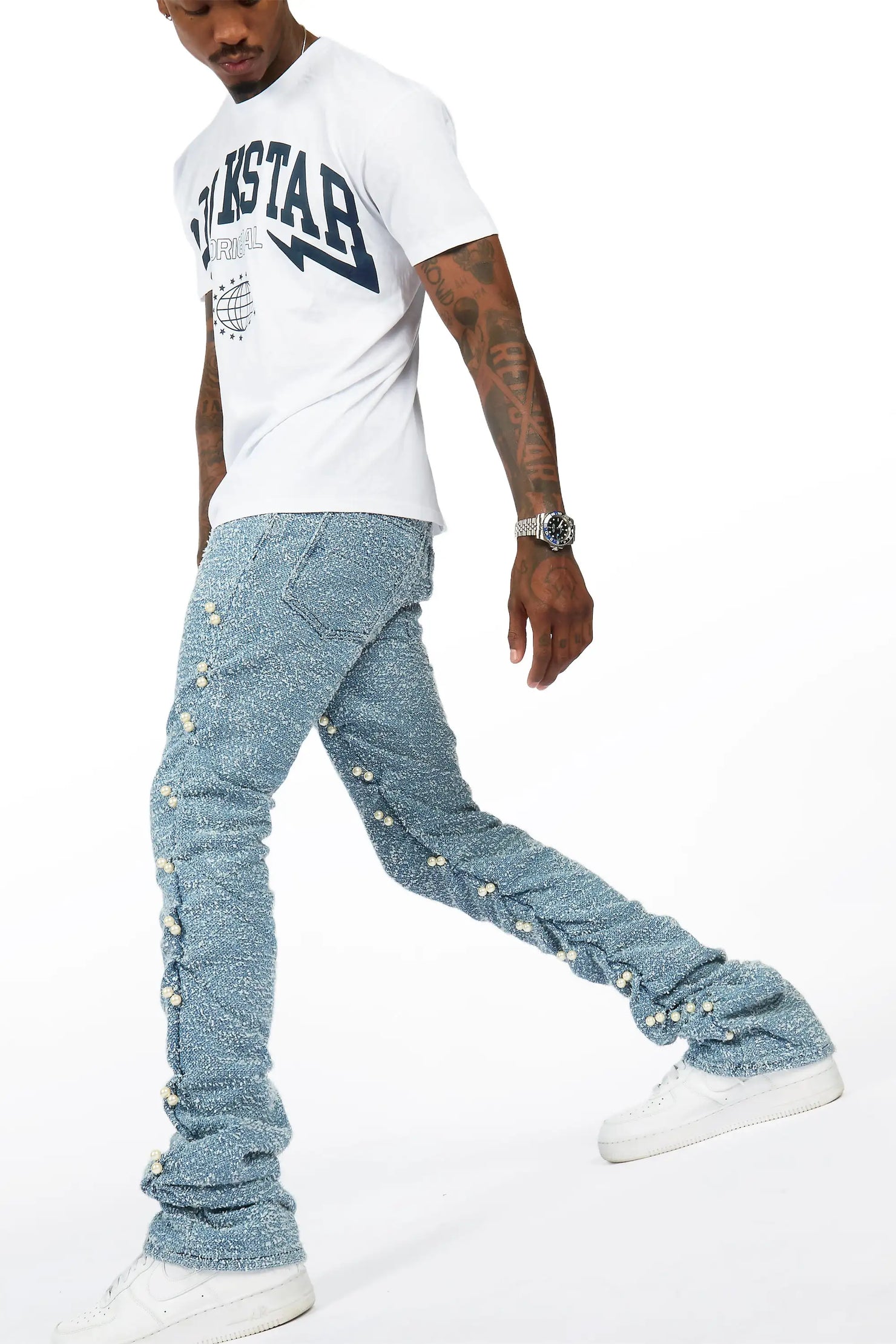 Shae Blue Pearl Stacked Fit Jean