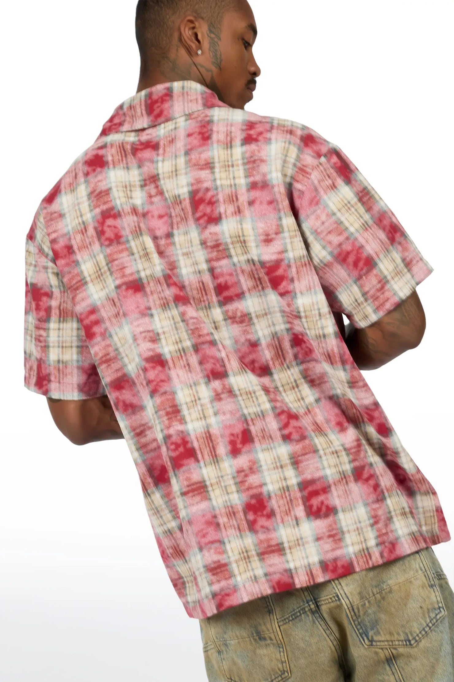 Emre Red Flannel Short Sleeve Shirt