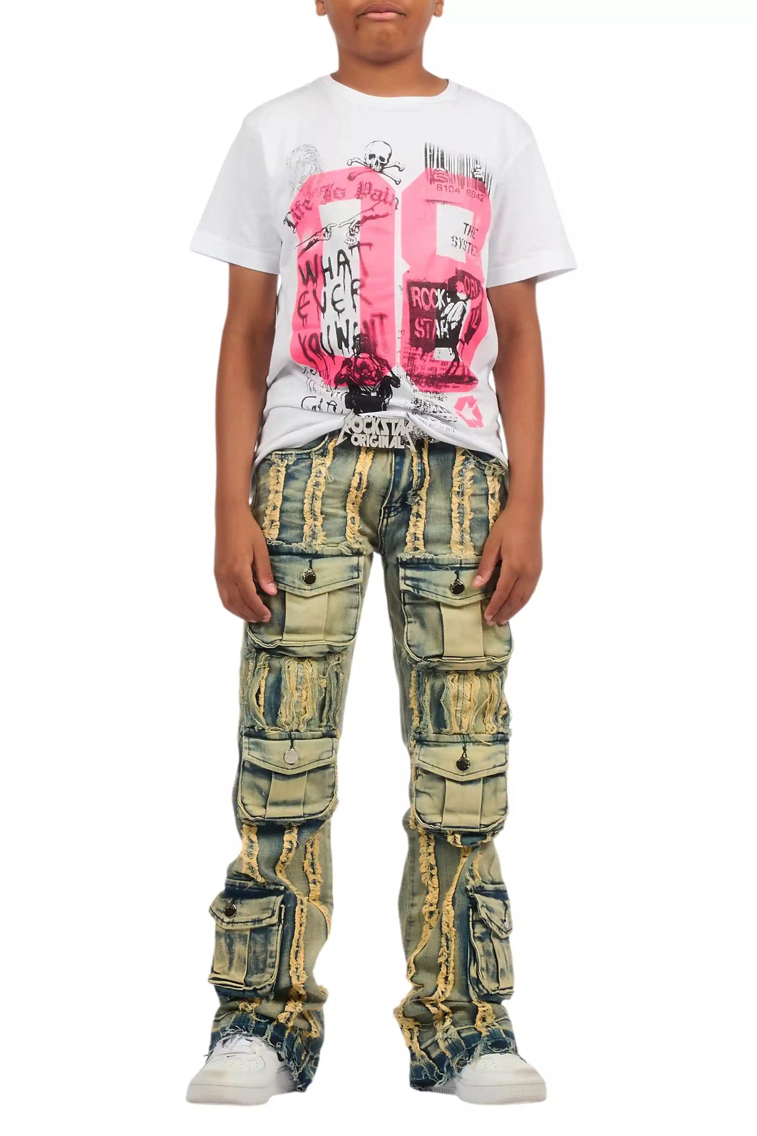 Boys Frey Blue Stacked Flare Jean