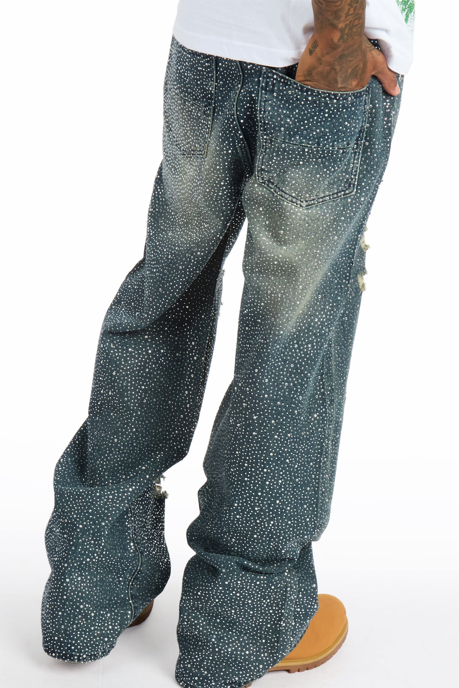 Hendrix Dark Blue Rhinestone Baggy Fit Jean