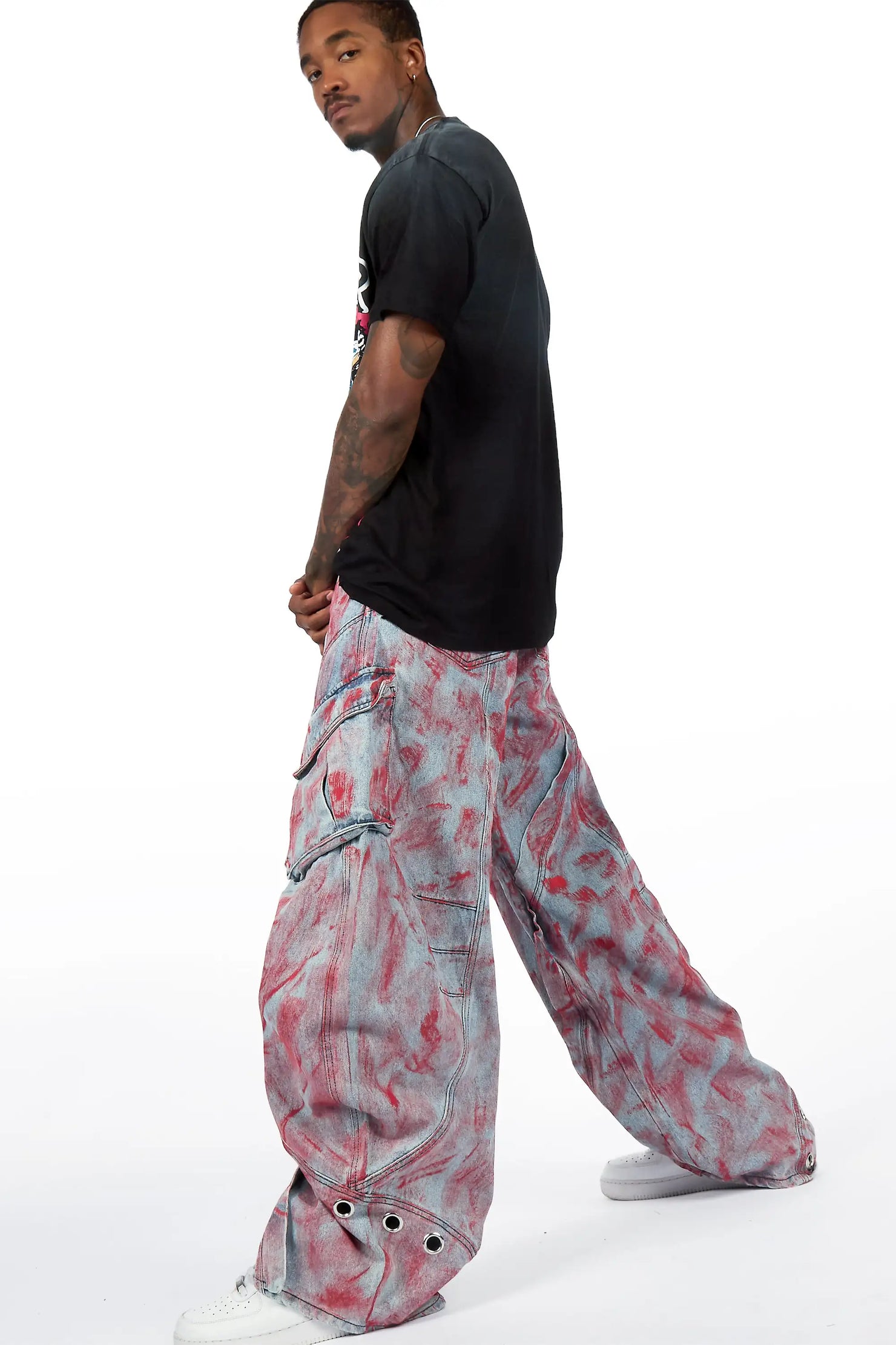 Tren Red/Blue Barrel Fit Jean