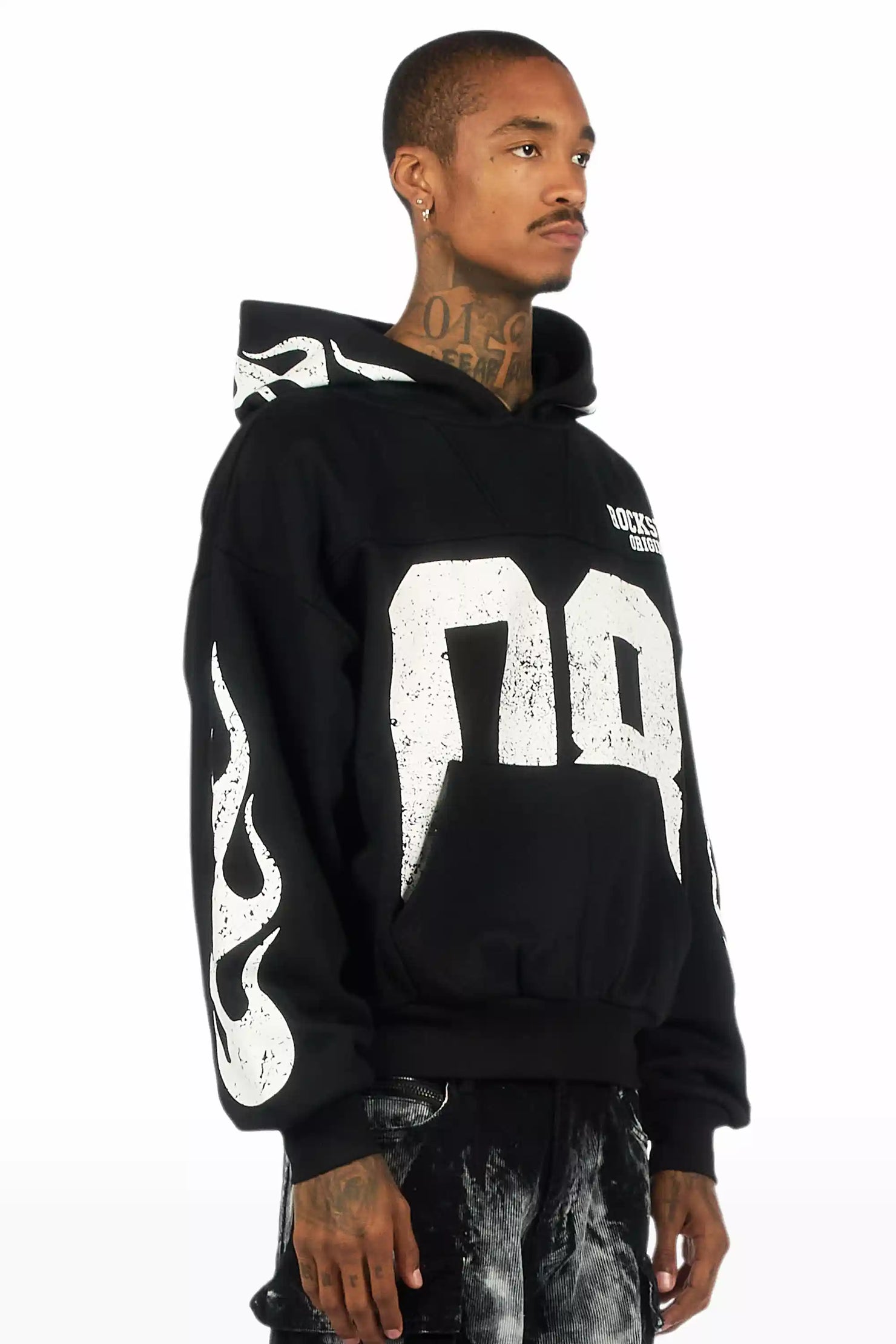 Aubin Black Boxy Crop Hoodie