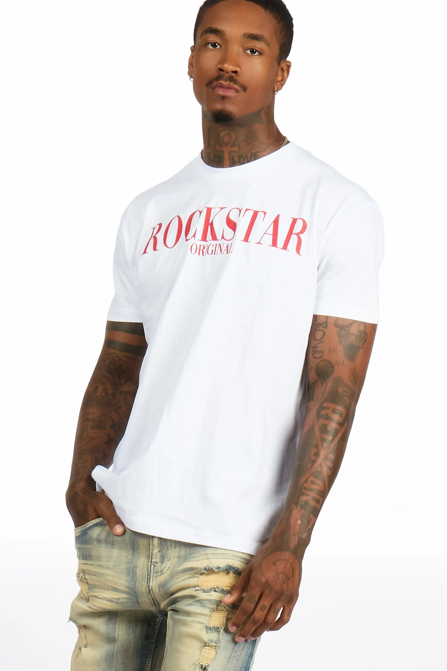 Octavio 2.0 White/Red Oversized Graphic T-Shirt