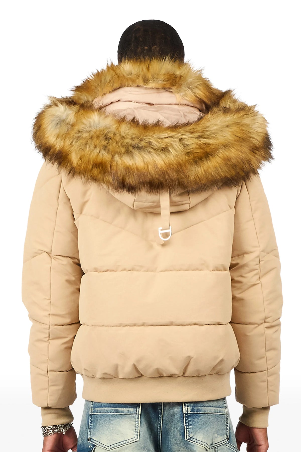 Langston Beige Puffer Jacket with Fur Hood