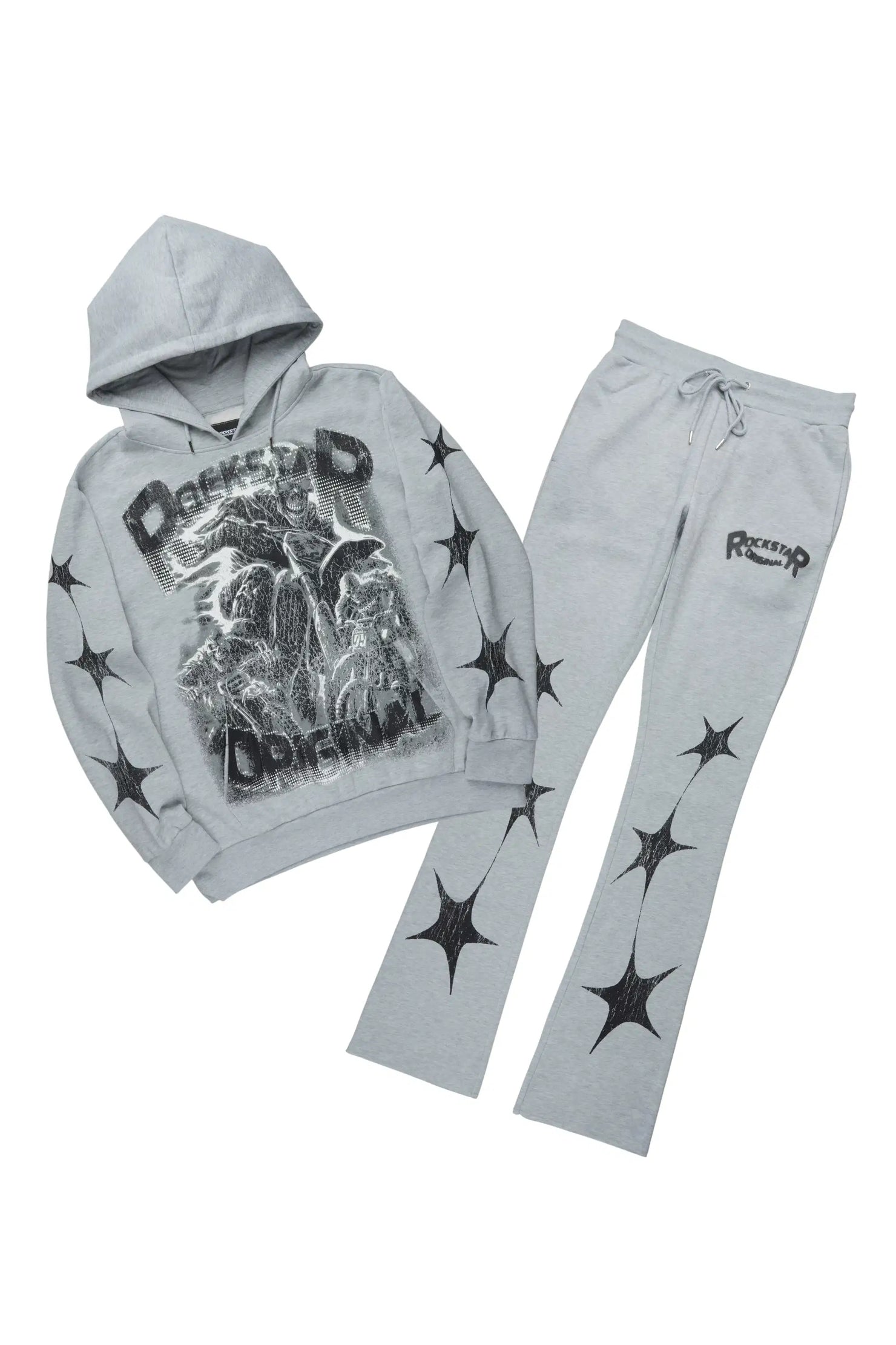 Trezno Heather Grey Hoodie/Stacked Pant Track Set