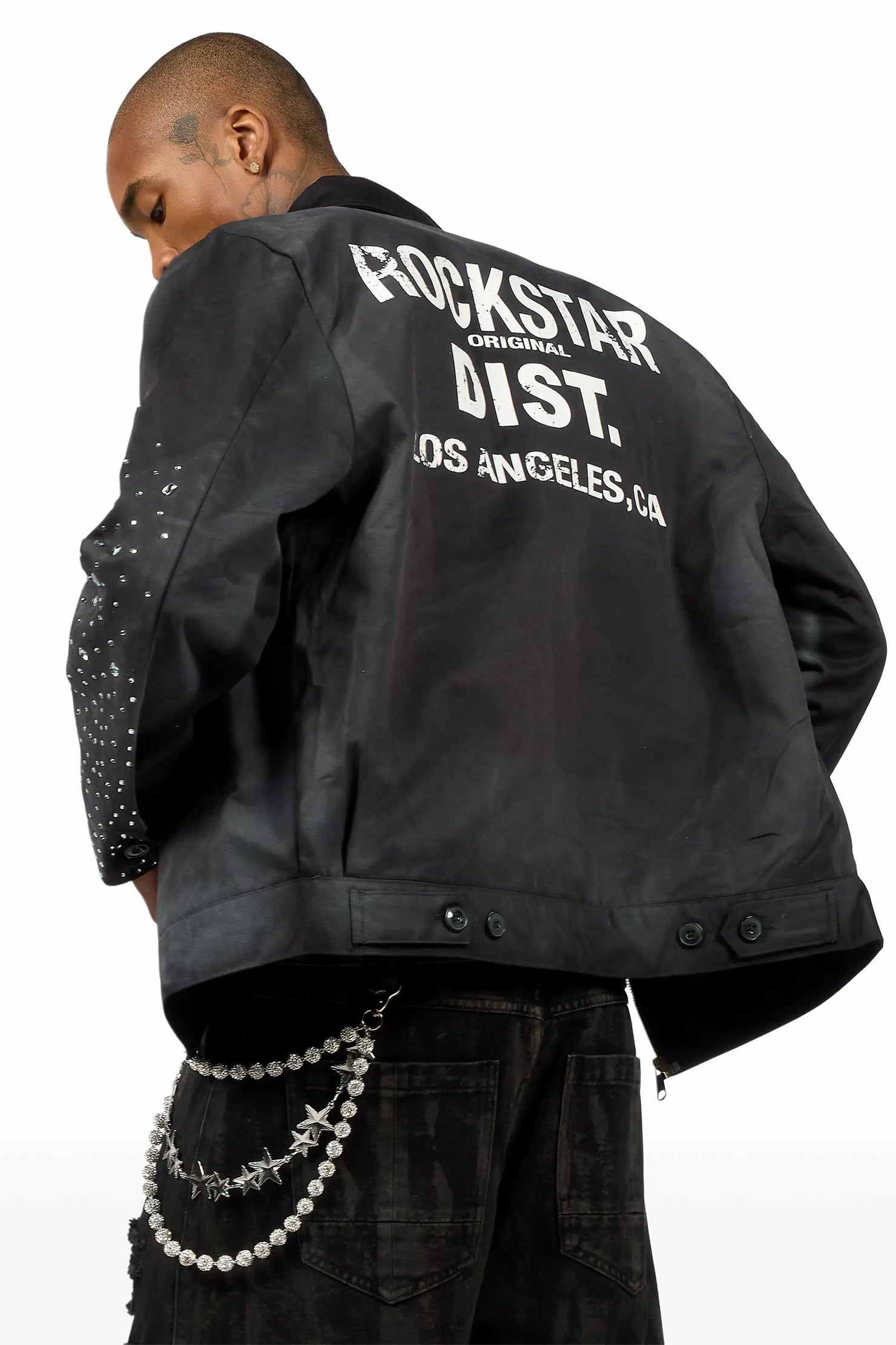Traval Black Rhinestone Workman Jacket